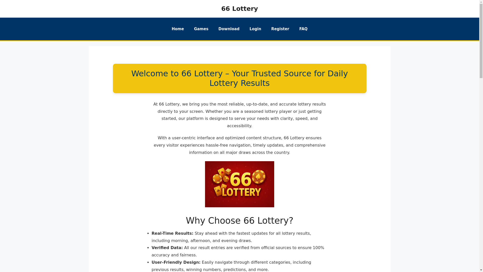 website screenshot of https://66lotteryindia.net/