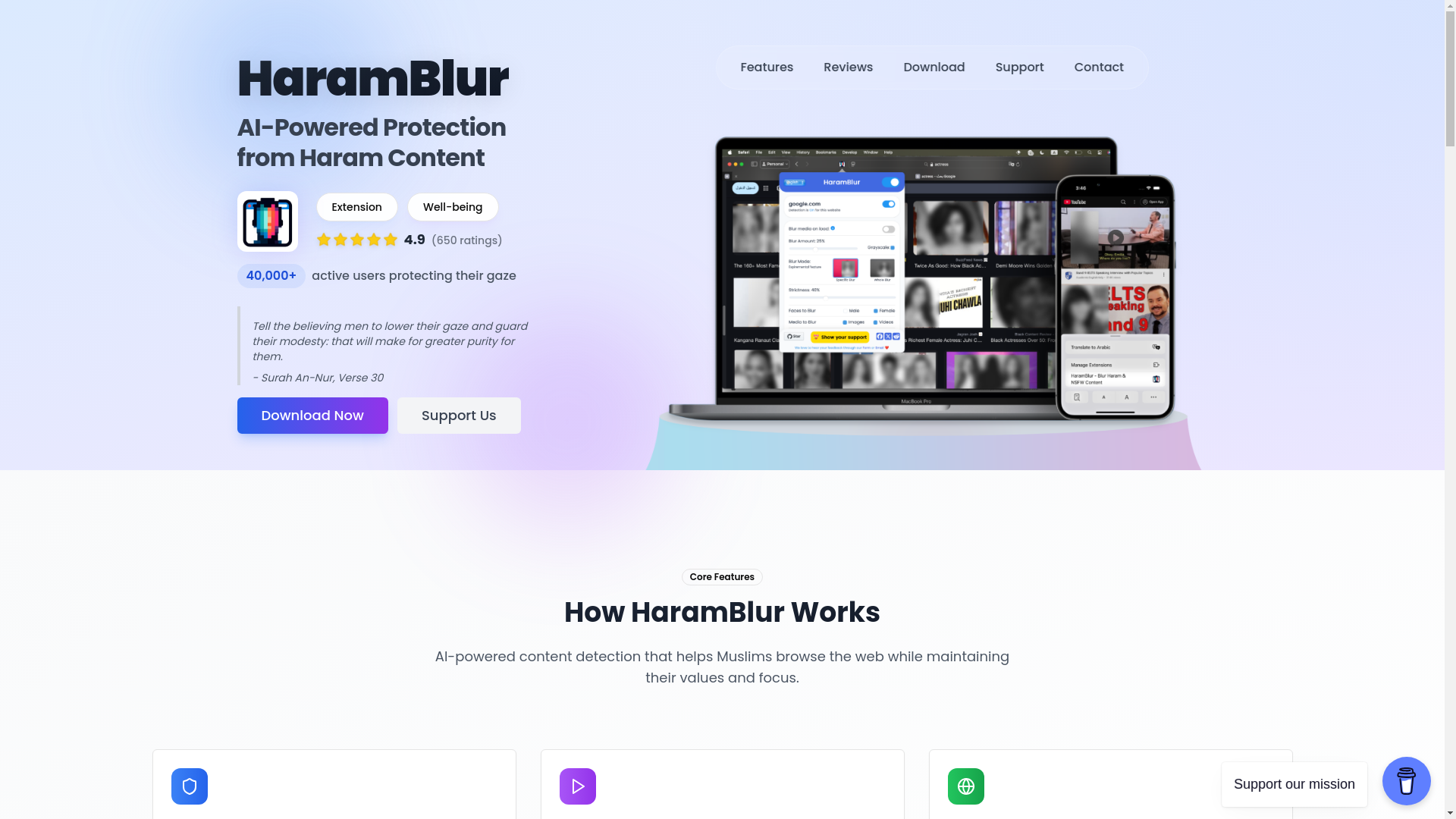website screenshot of https://haramblur-landing.pages.dev/