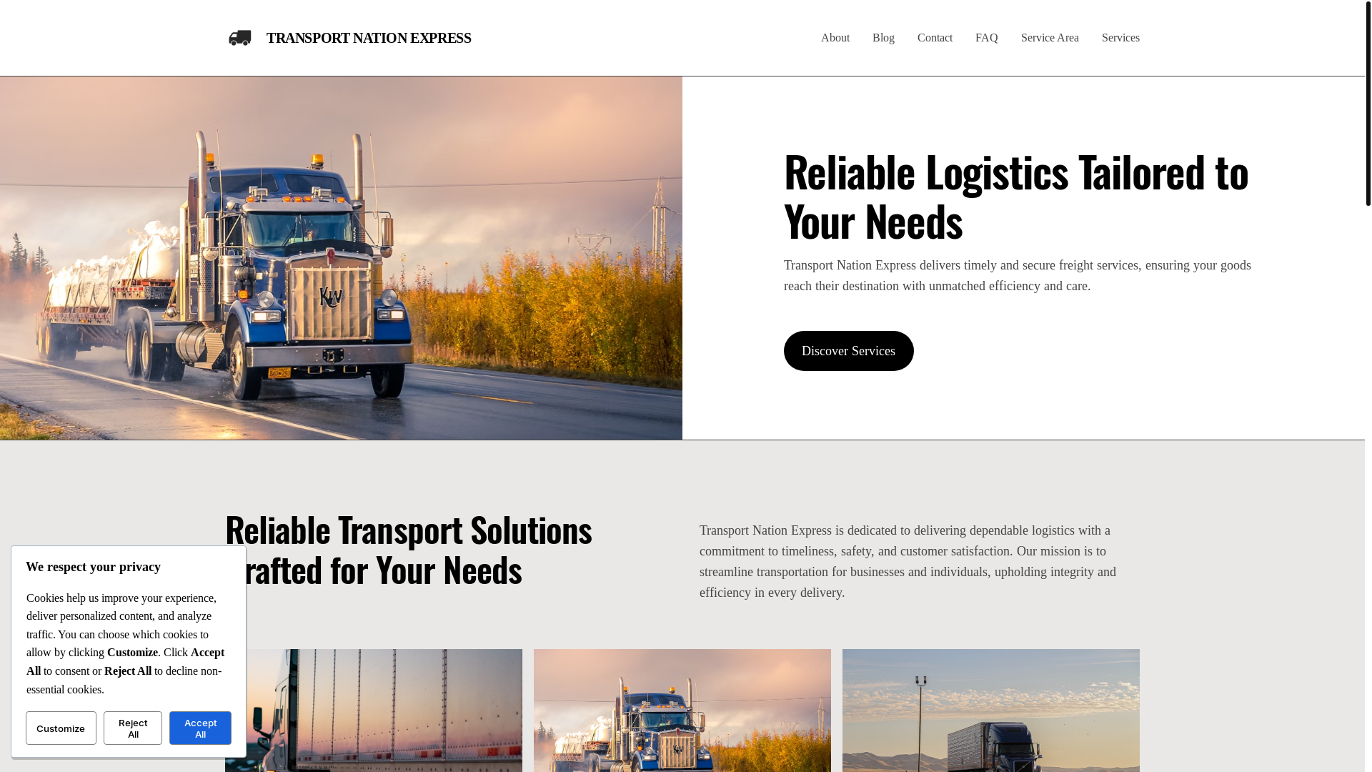 website screenshot of https://transportnationexpress.com/