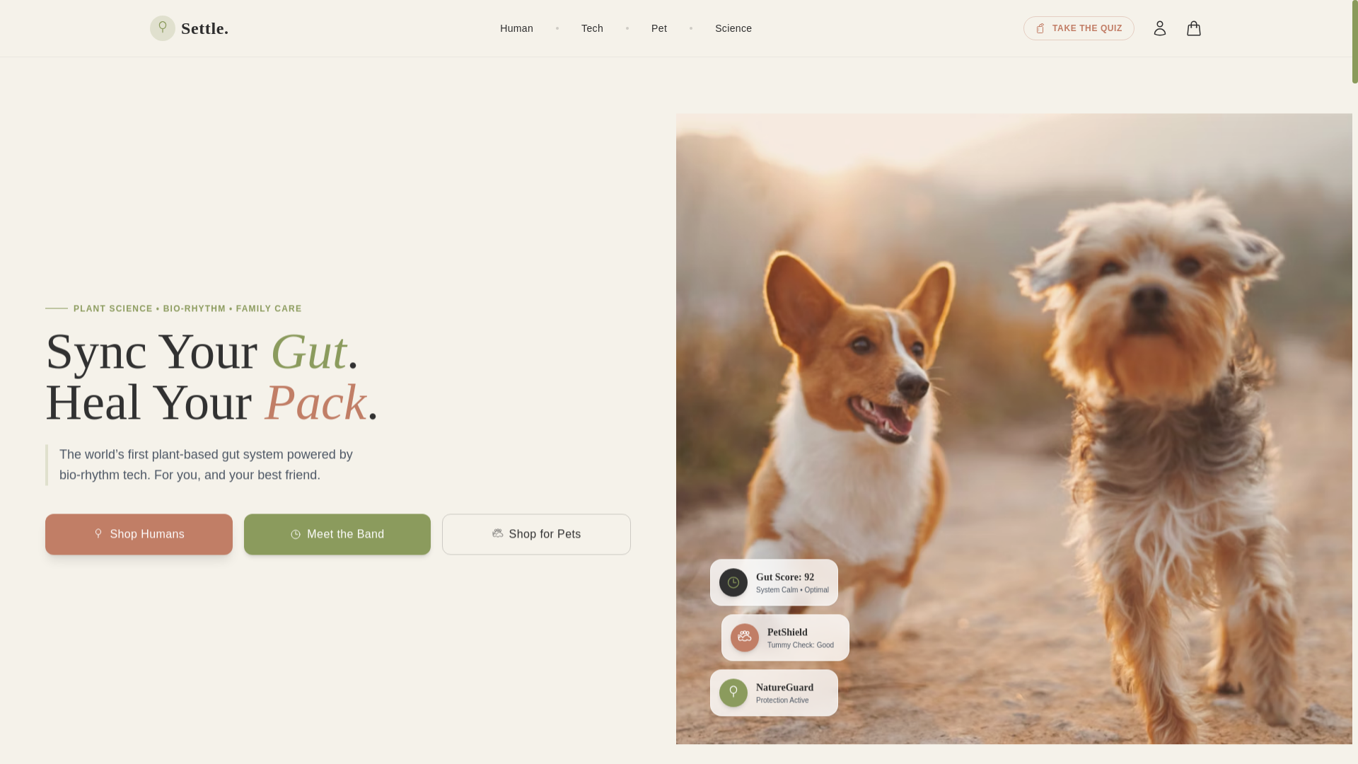 website screenshot of https://settle---modern-plant-science-for-gut-health.pages.dev/