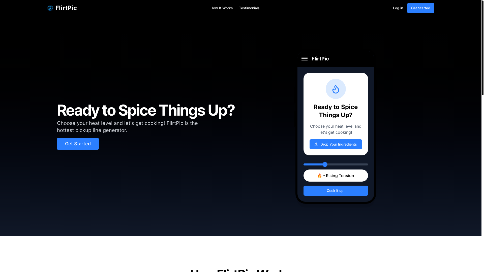 website screenshot of https://flirtpic-landing.pages.dev/