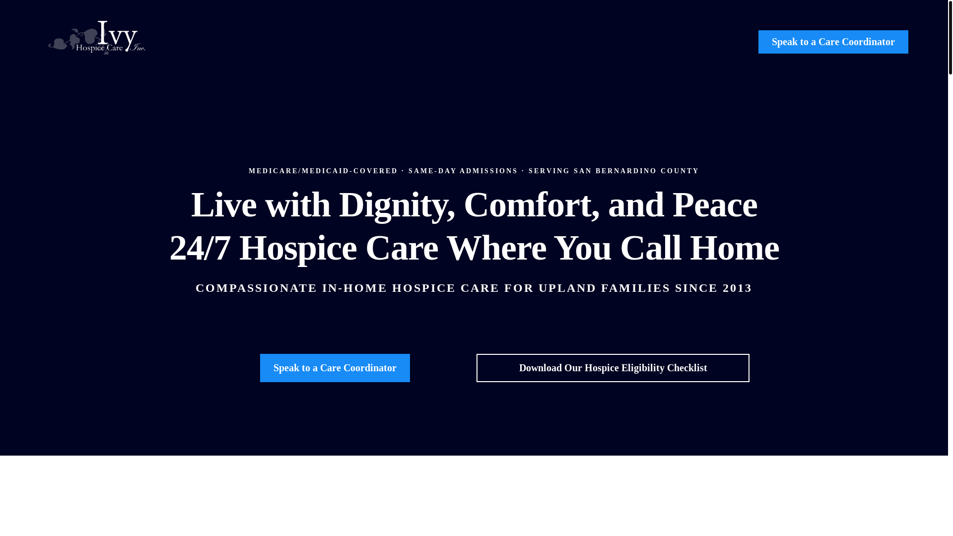 website screenshot of https://ivyhospice.com/