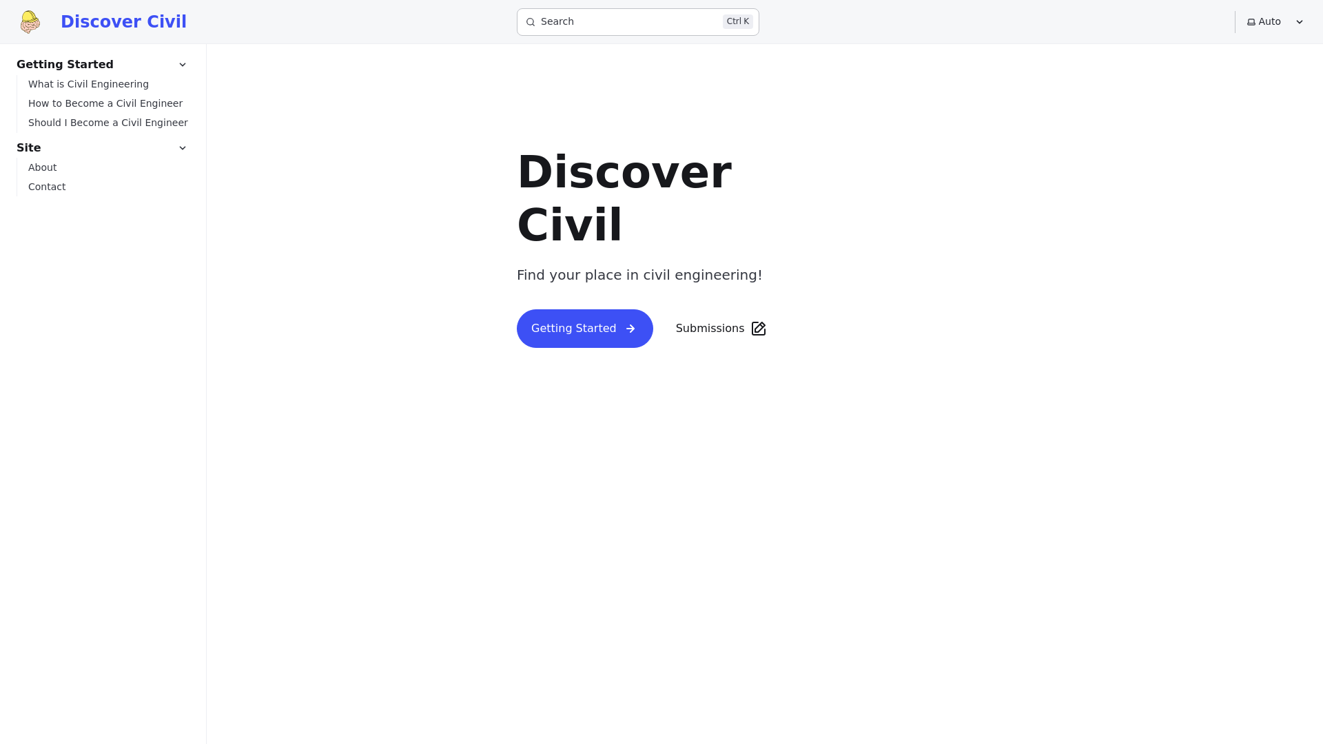 website screenshot of https://discover-civil.pages.dev/