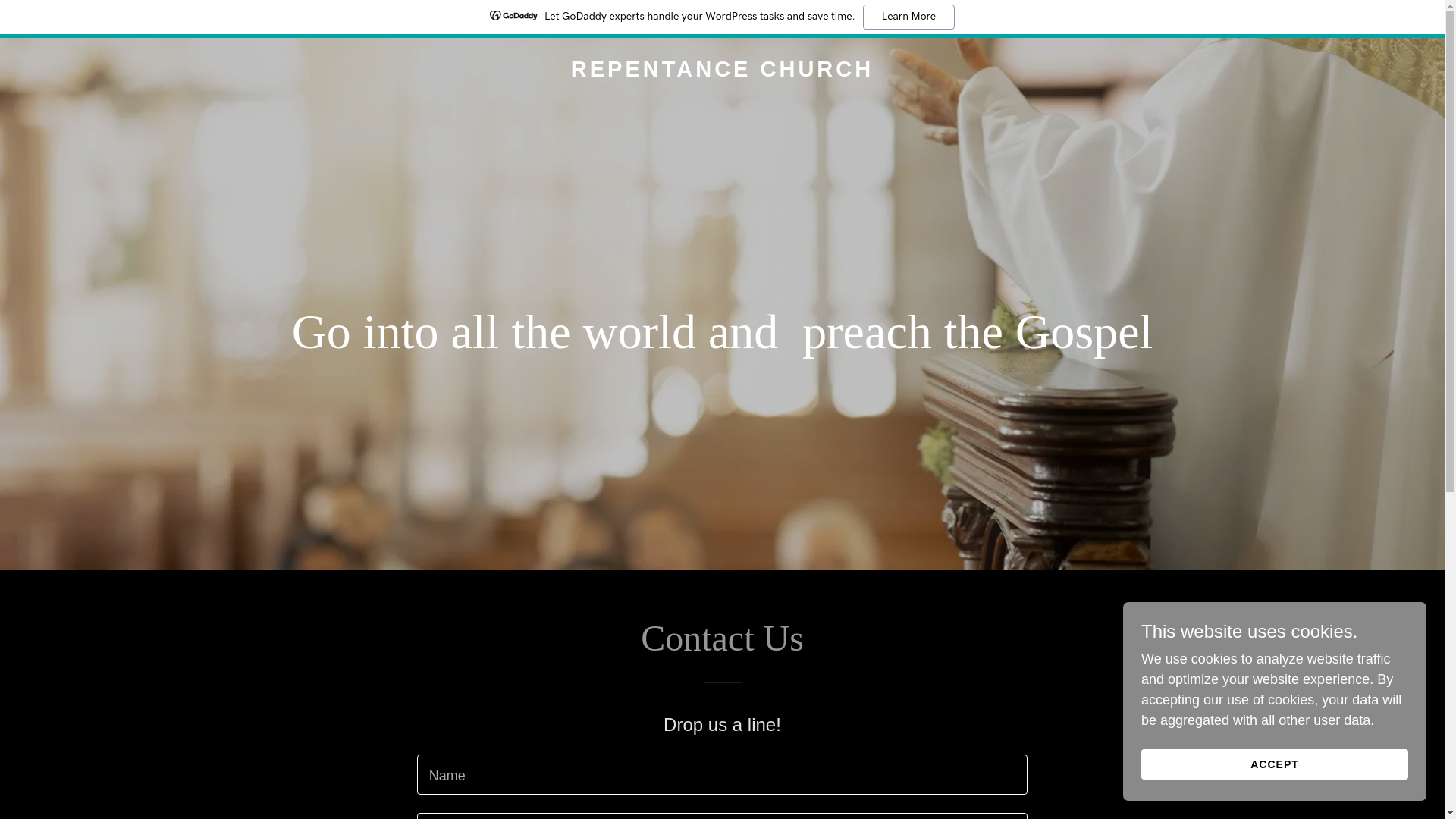 website screenshot of https://repentance.church/