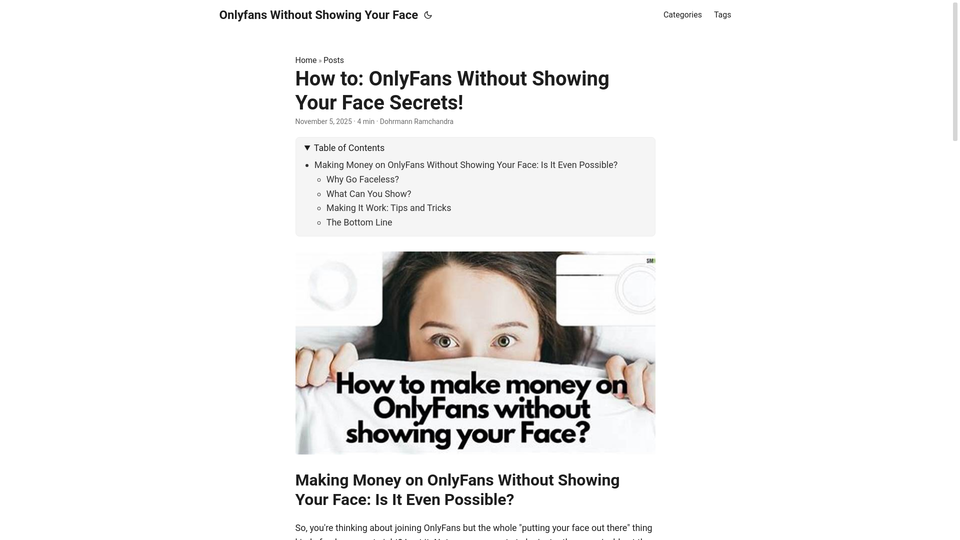 website screenshot of https://onlyfans-without-showing-your-face.pages.dev/