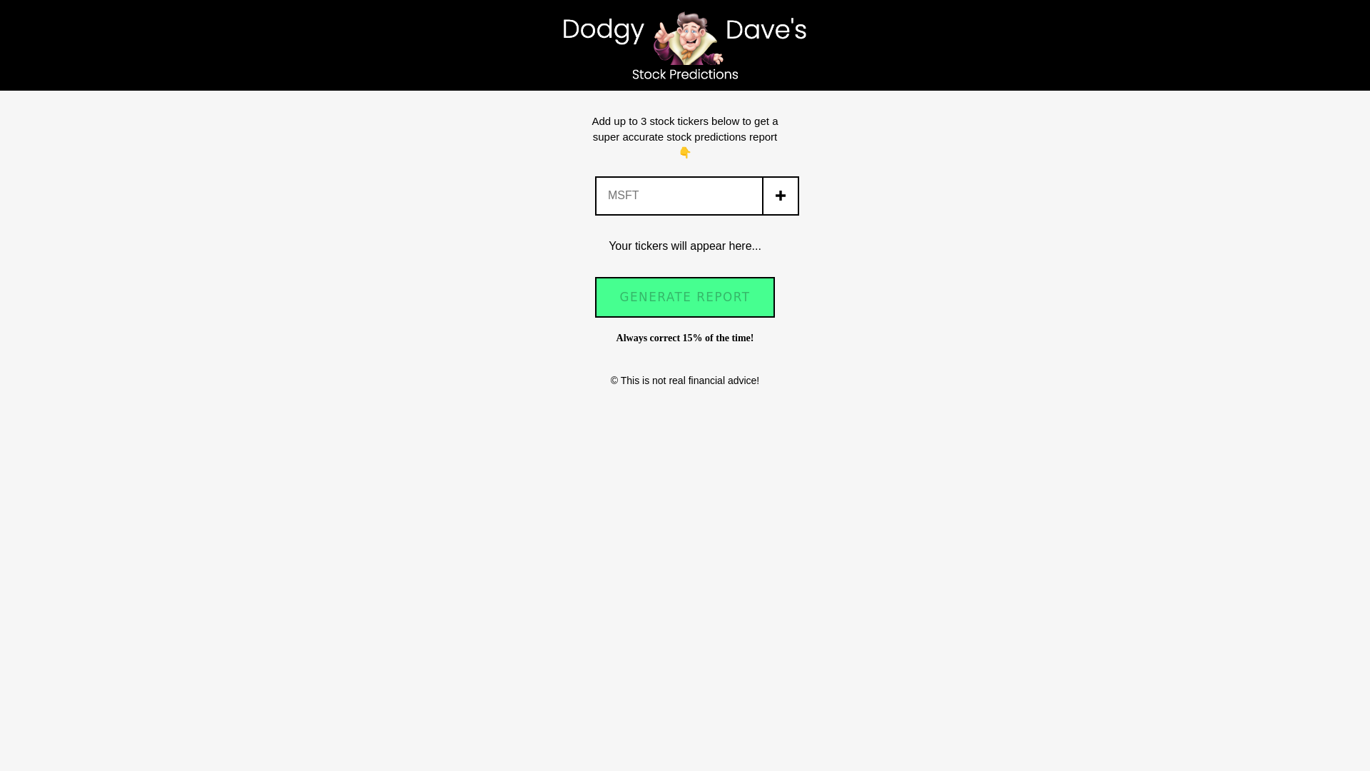 website screenshot of https://stock-predictions-ai-app-6le.pages.dev/