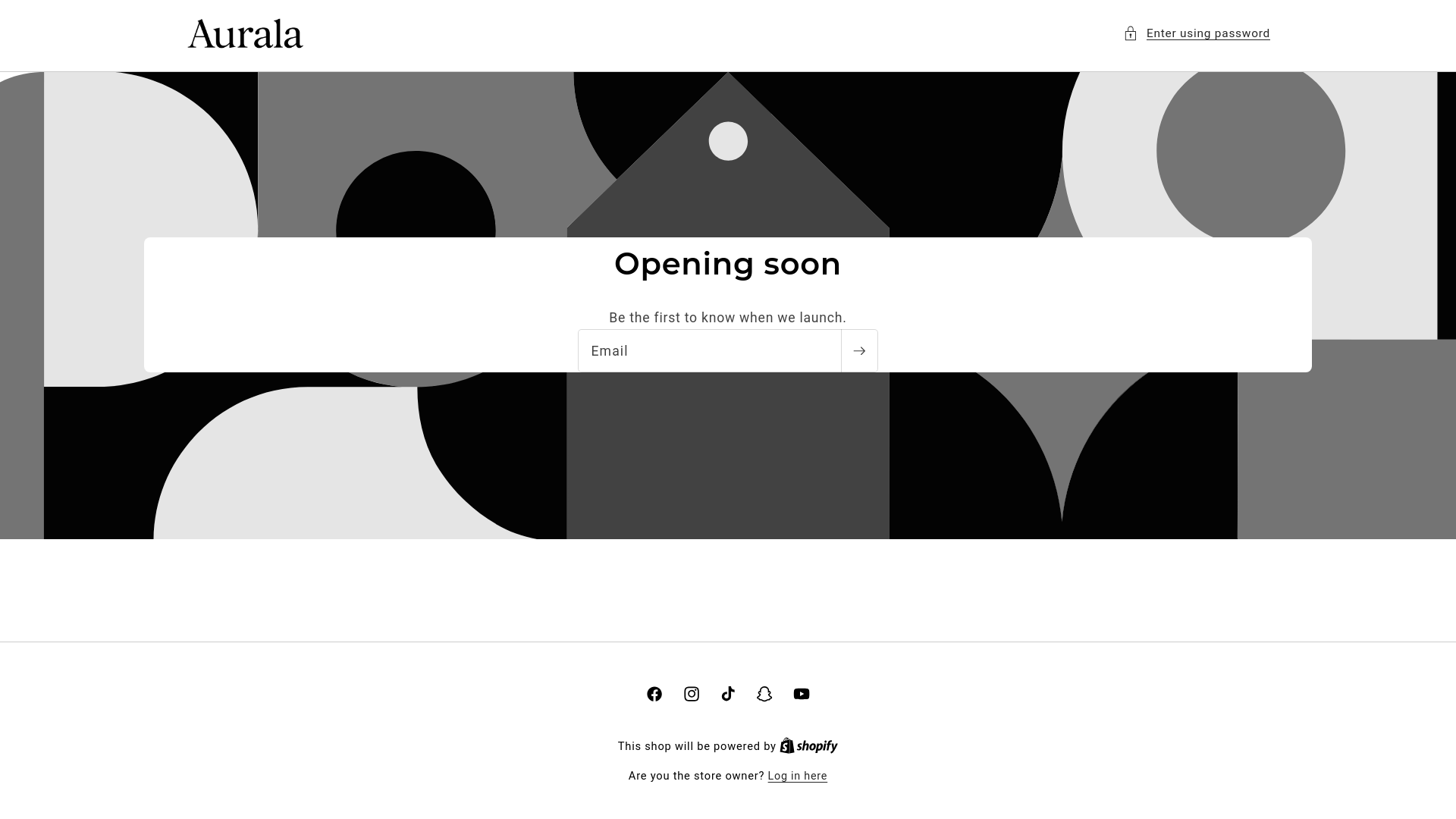 website screenshot of https://aurala.shop/