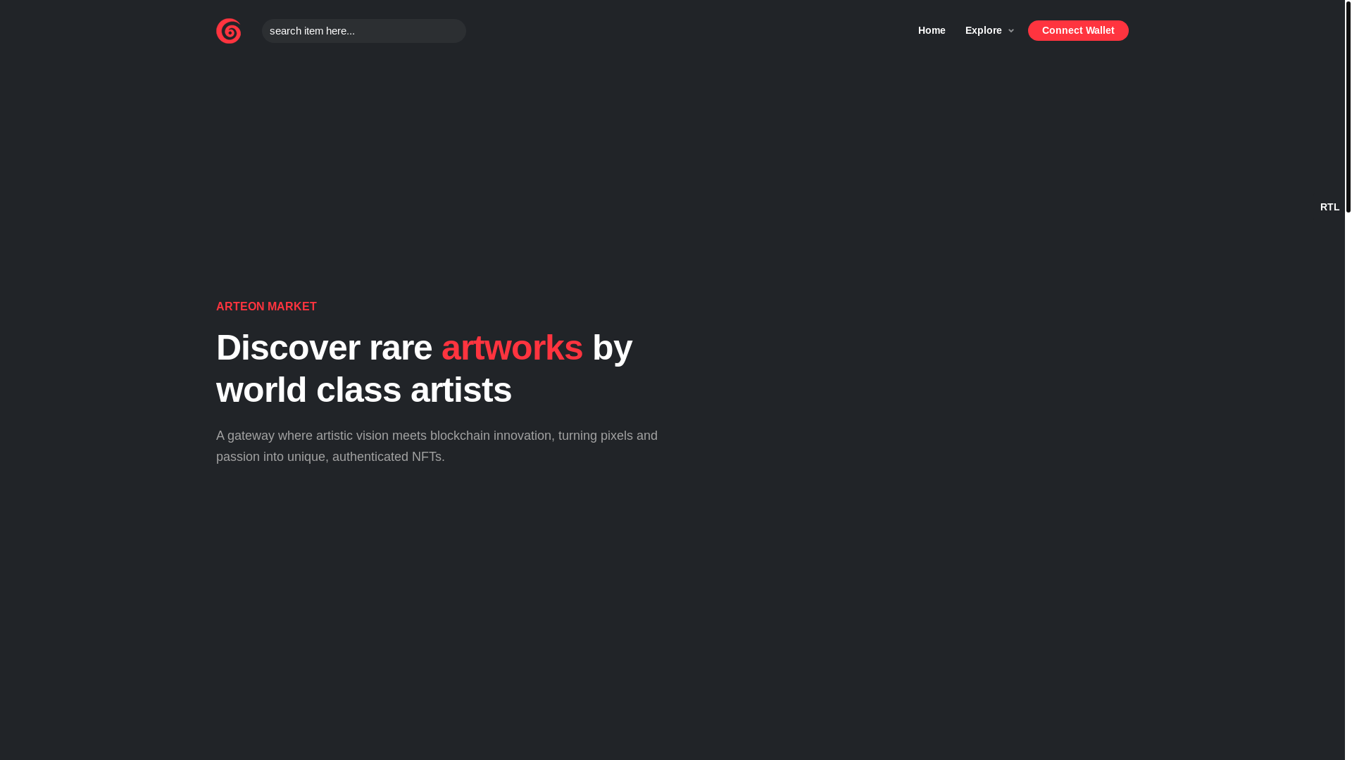 website screenshot of https://arteonmarket.com/