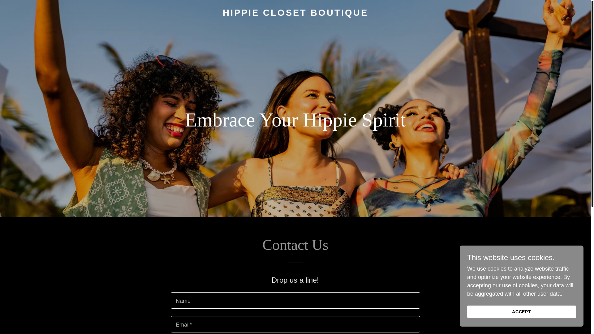 website screenshot of https://hippieclosetboutique.com/