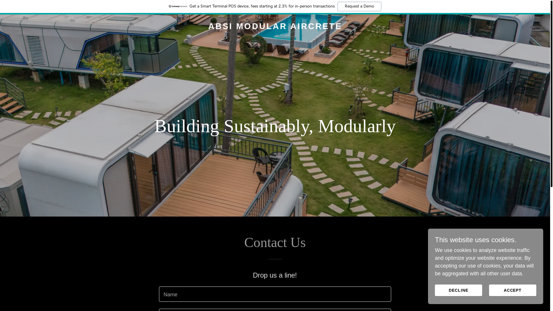 website screenshot of https://absimodularaircrete.com/