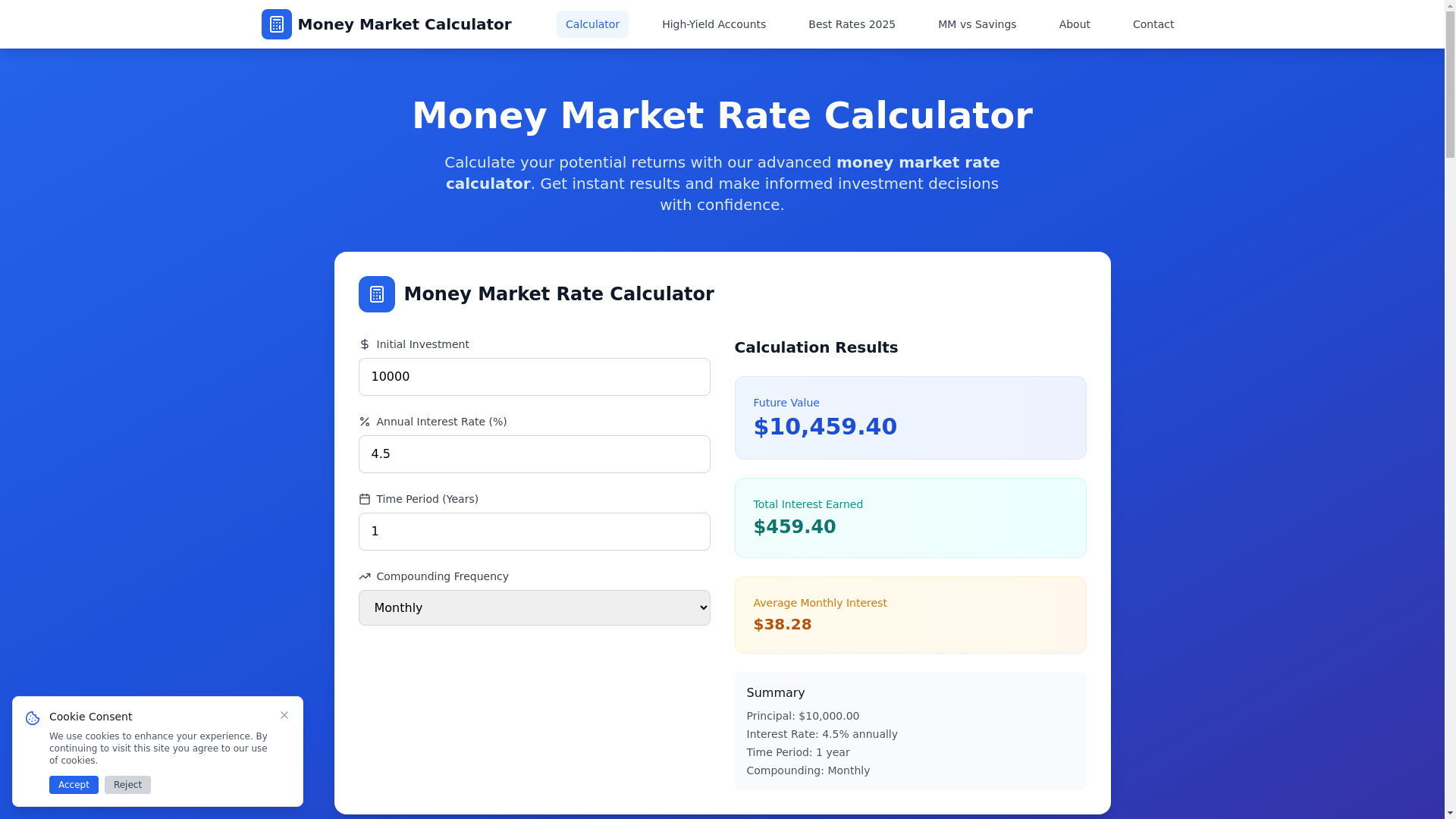 website screenshot of https://moneymarketratecalculator.pages.dev/