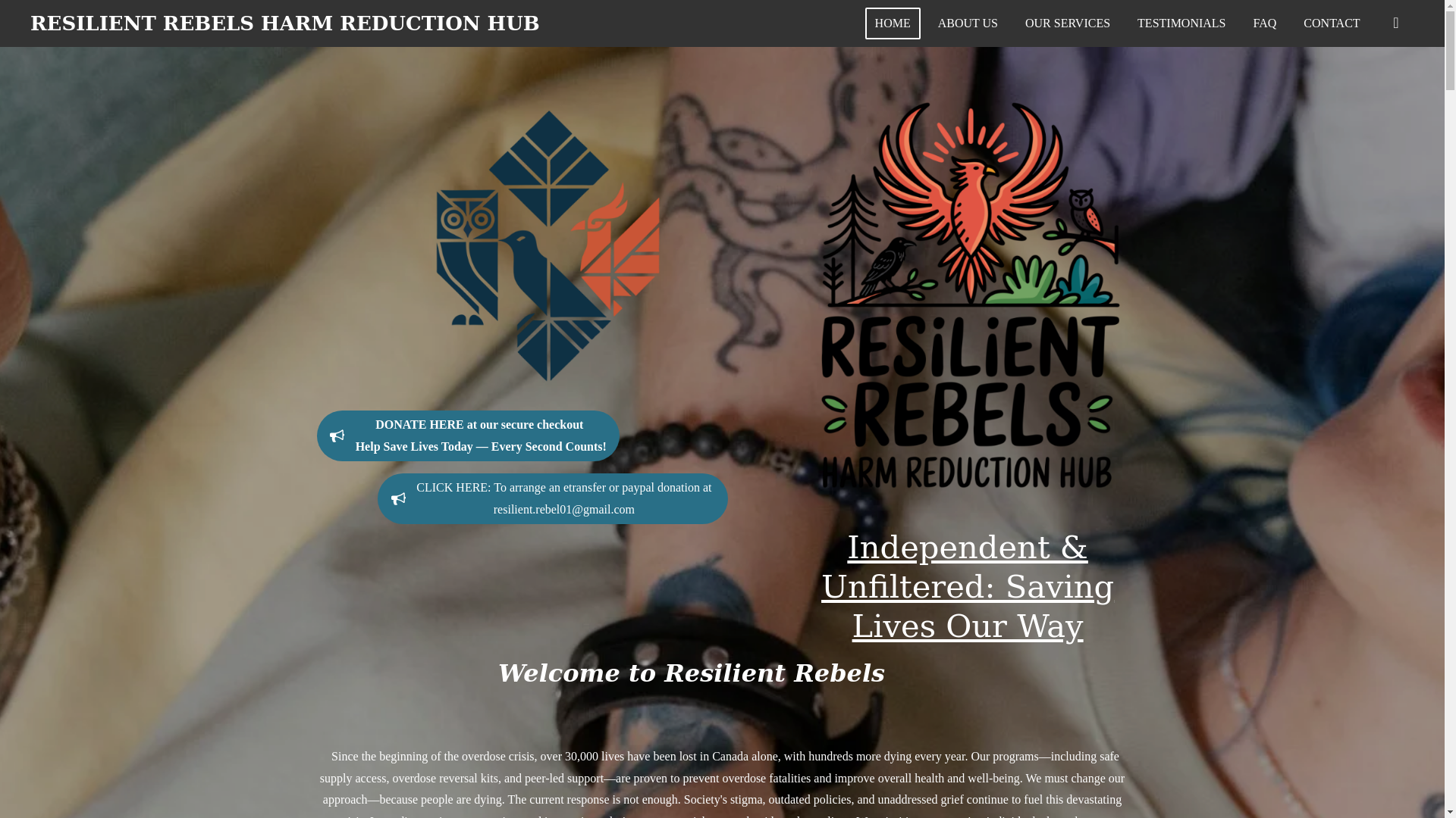 website screenshot of https://resilient-rebels-harm-reduction-hub.org/