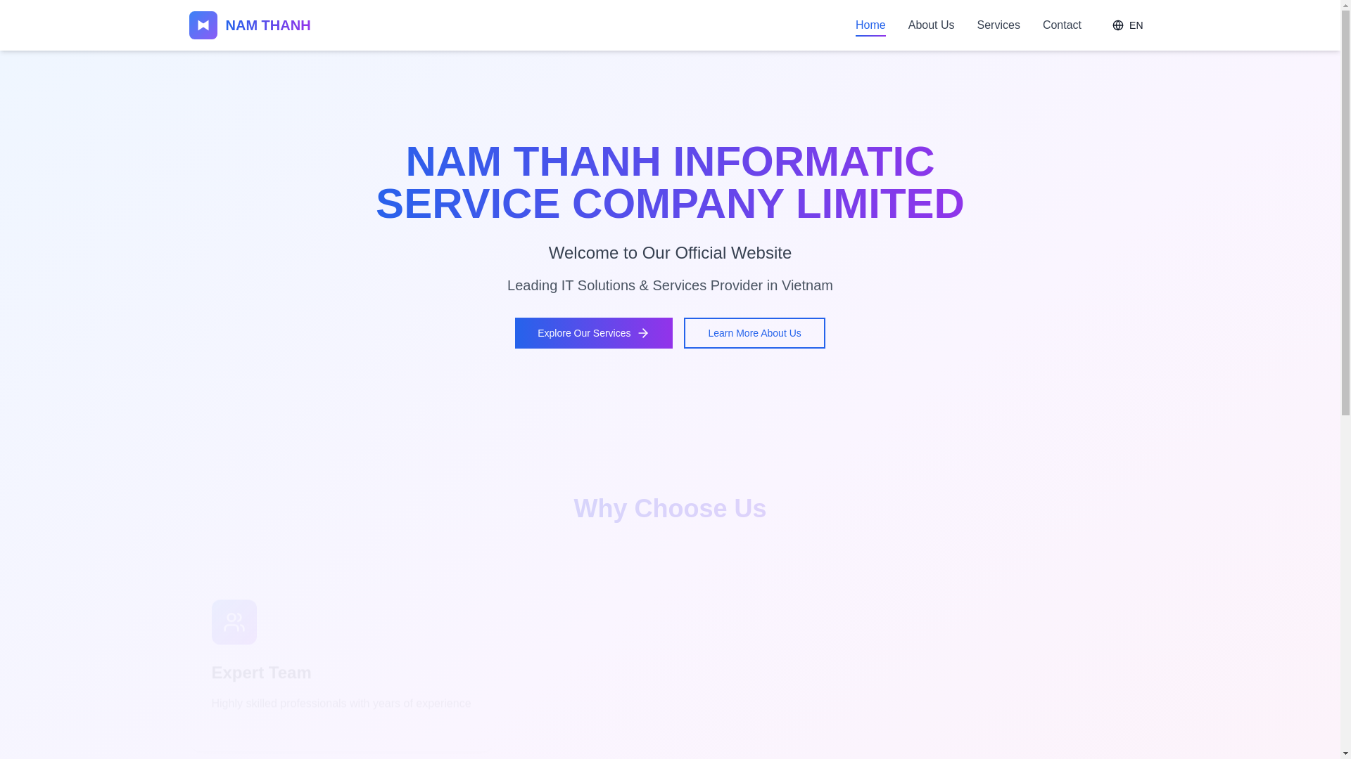 website screenshot of https://namthanhinformatic.asia/