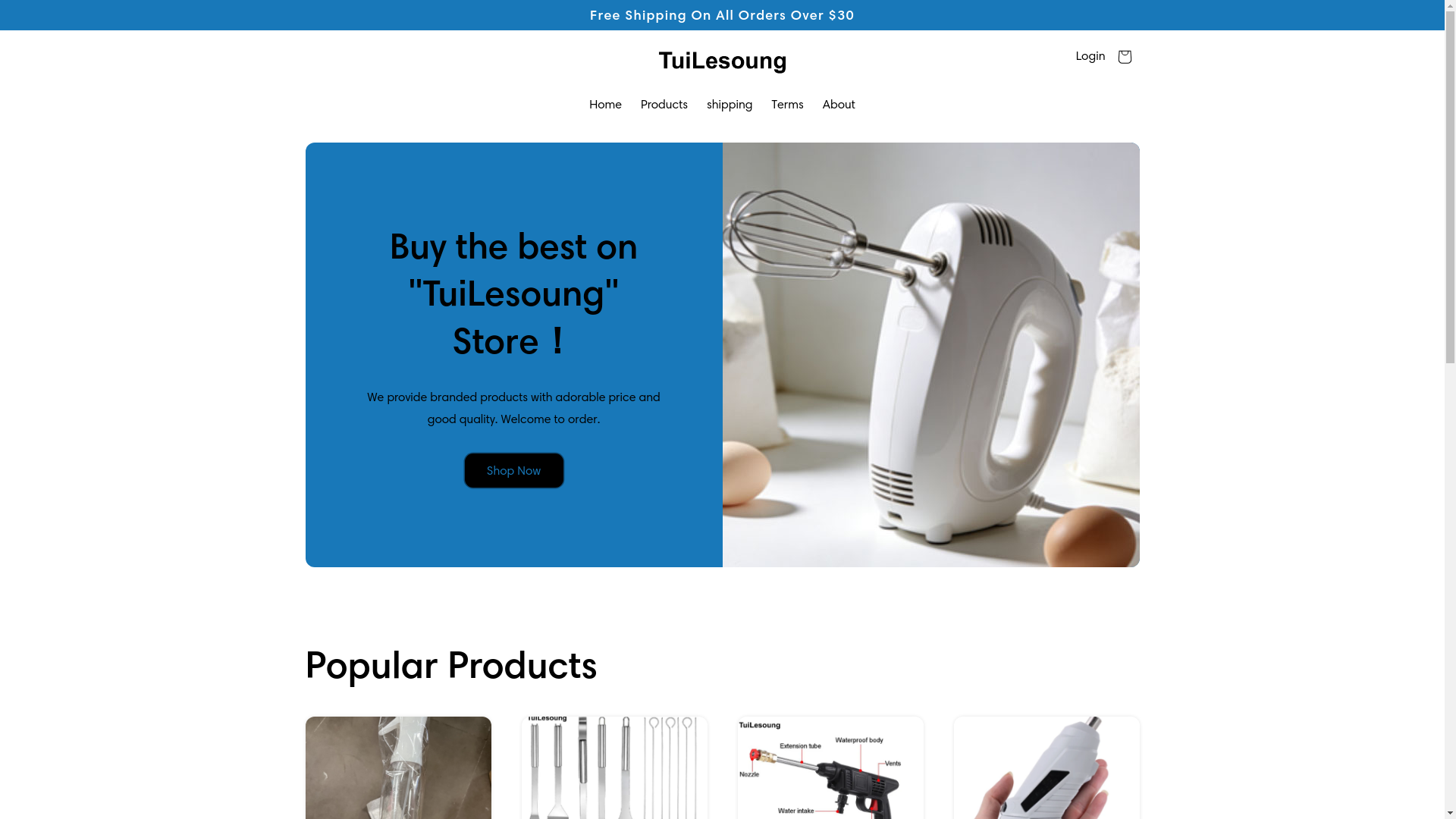 website screenshot of https://tuilesoung-store.store/