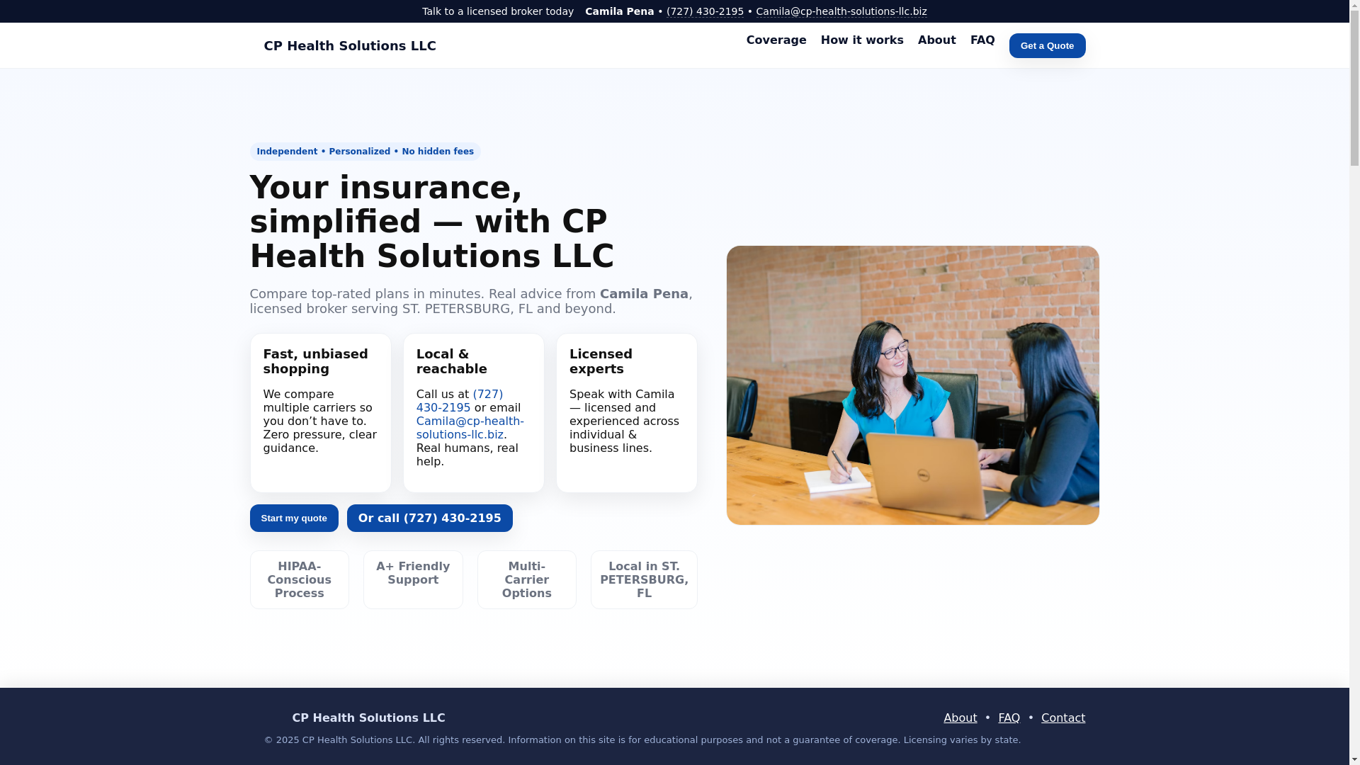 website screenshot of https://cp-health-solutions-llc.biz/