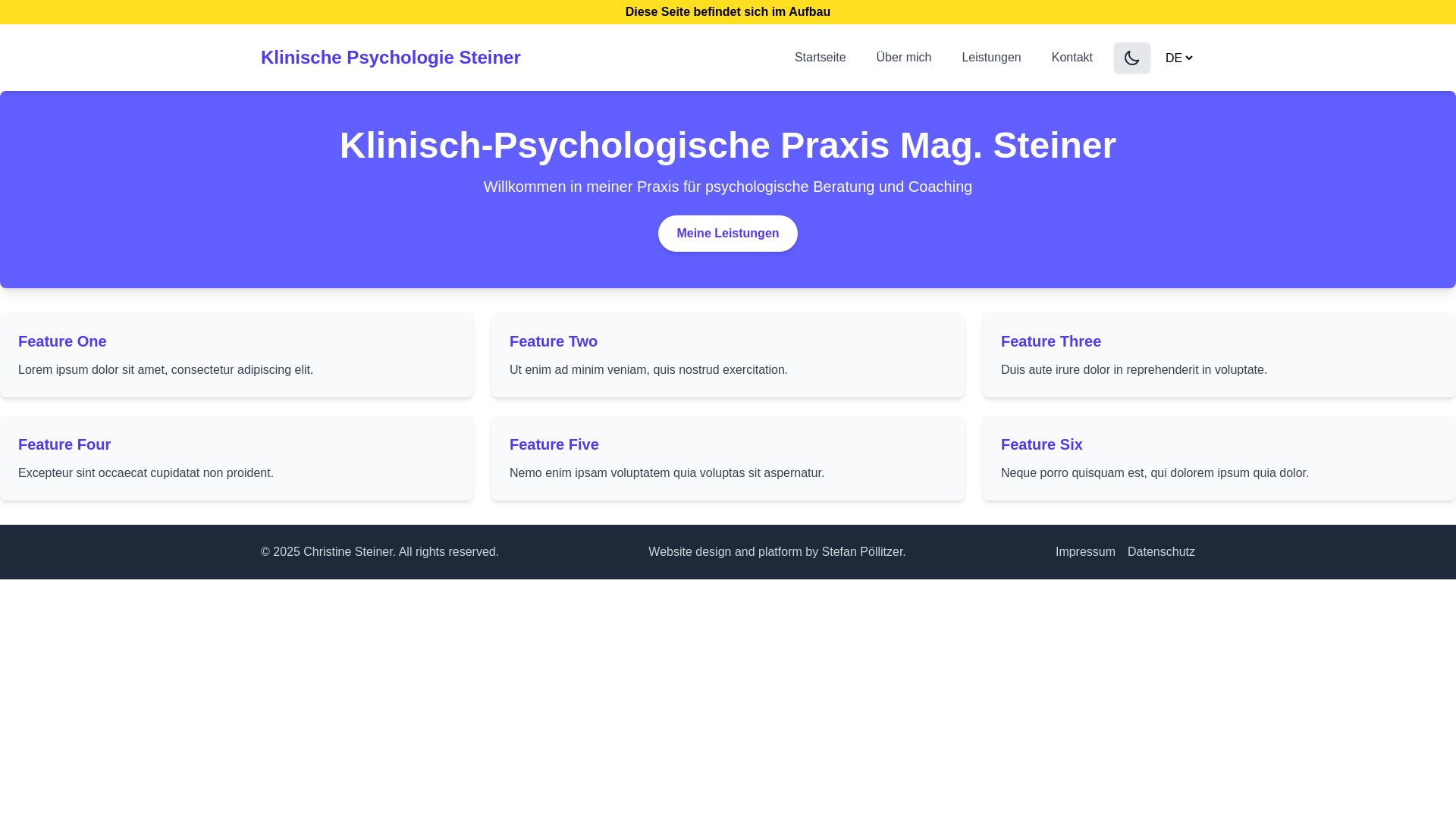 website screenshot of https://psychologie-steiner.at/