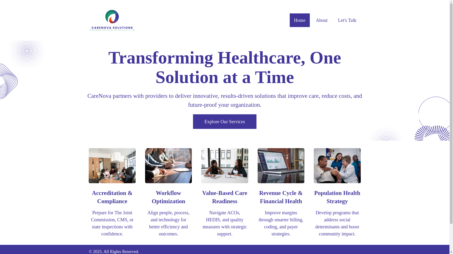 website screenshot of https://carenovasolutions.com/
