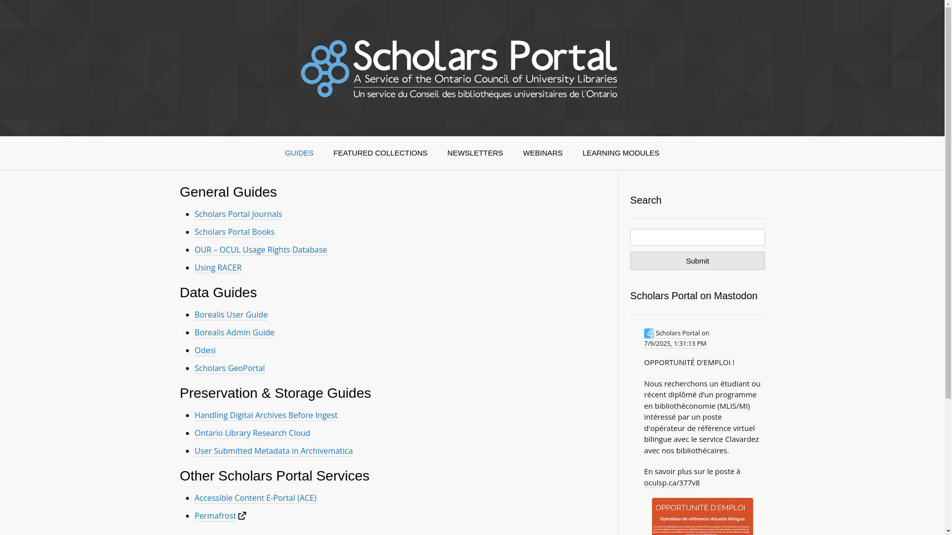 website screenshot of https://learn.scholarsportal.info/