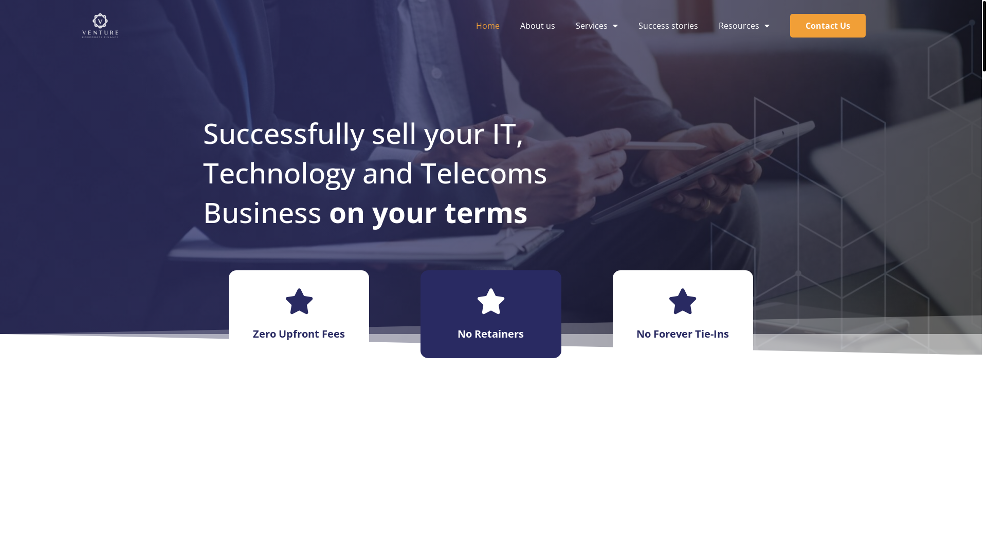 website screenshot of https://tryventurecorporatefinance.com/