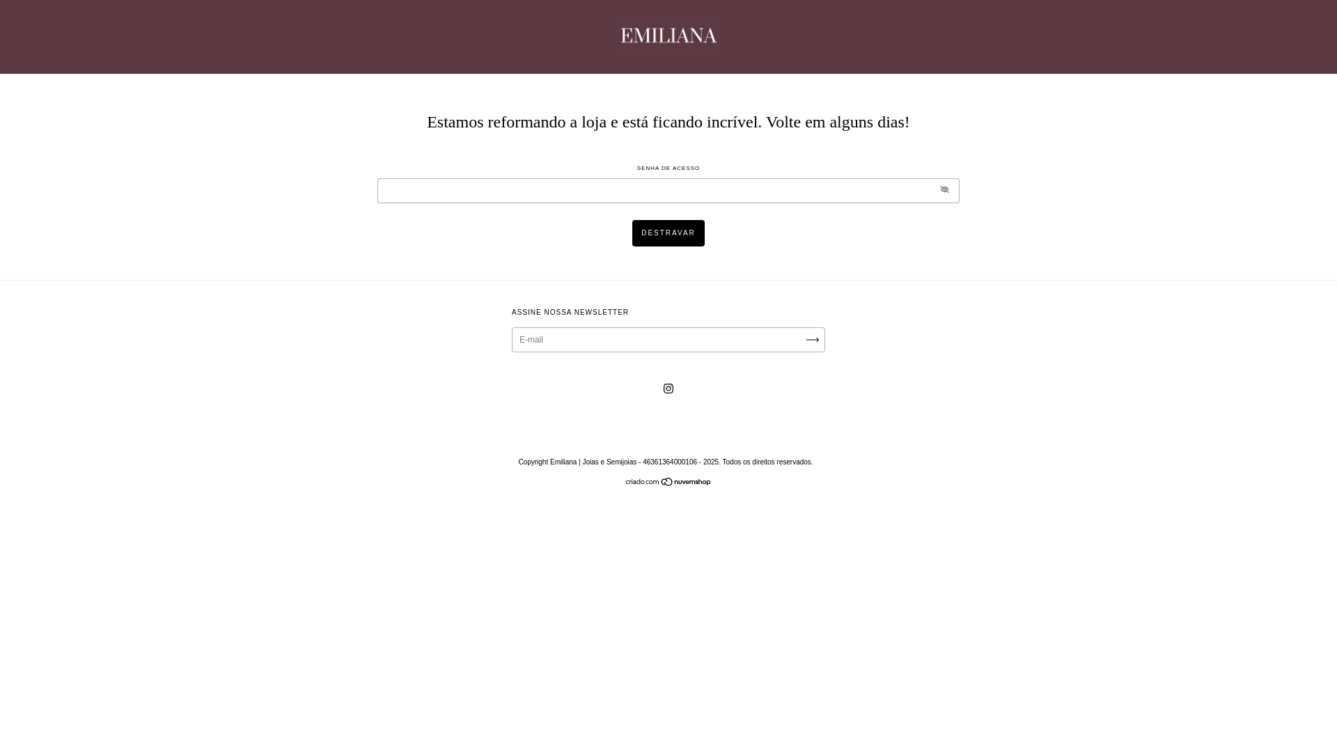 website screenshot of https://emilianajoias.com.br/