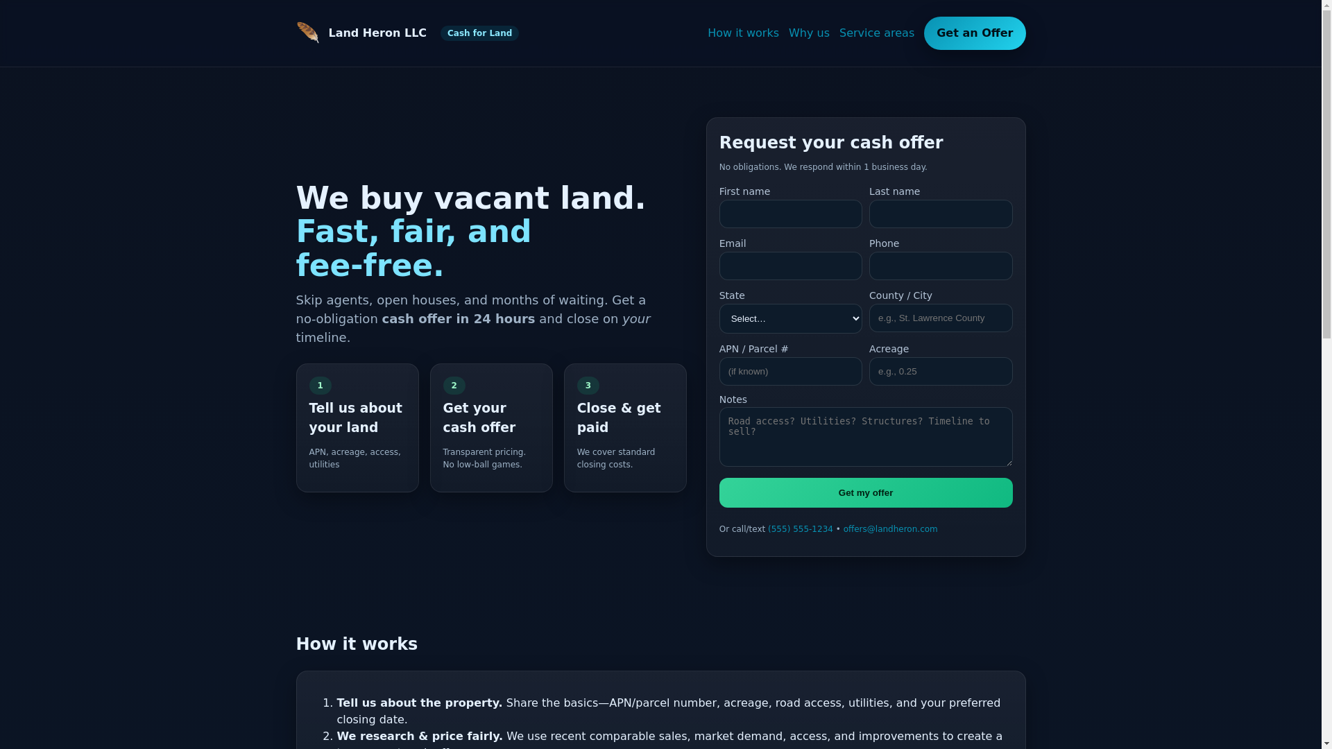 website screenshot of https://land-heron.pages.dev/