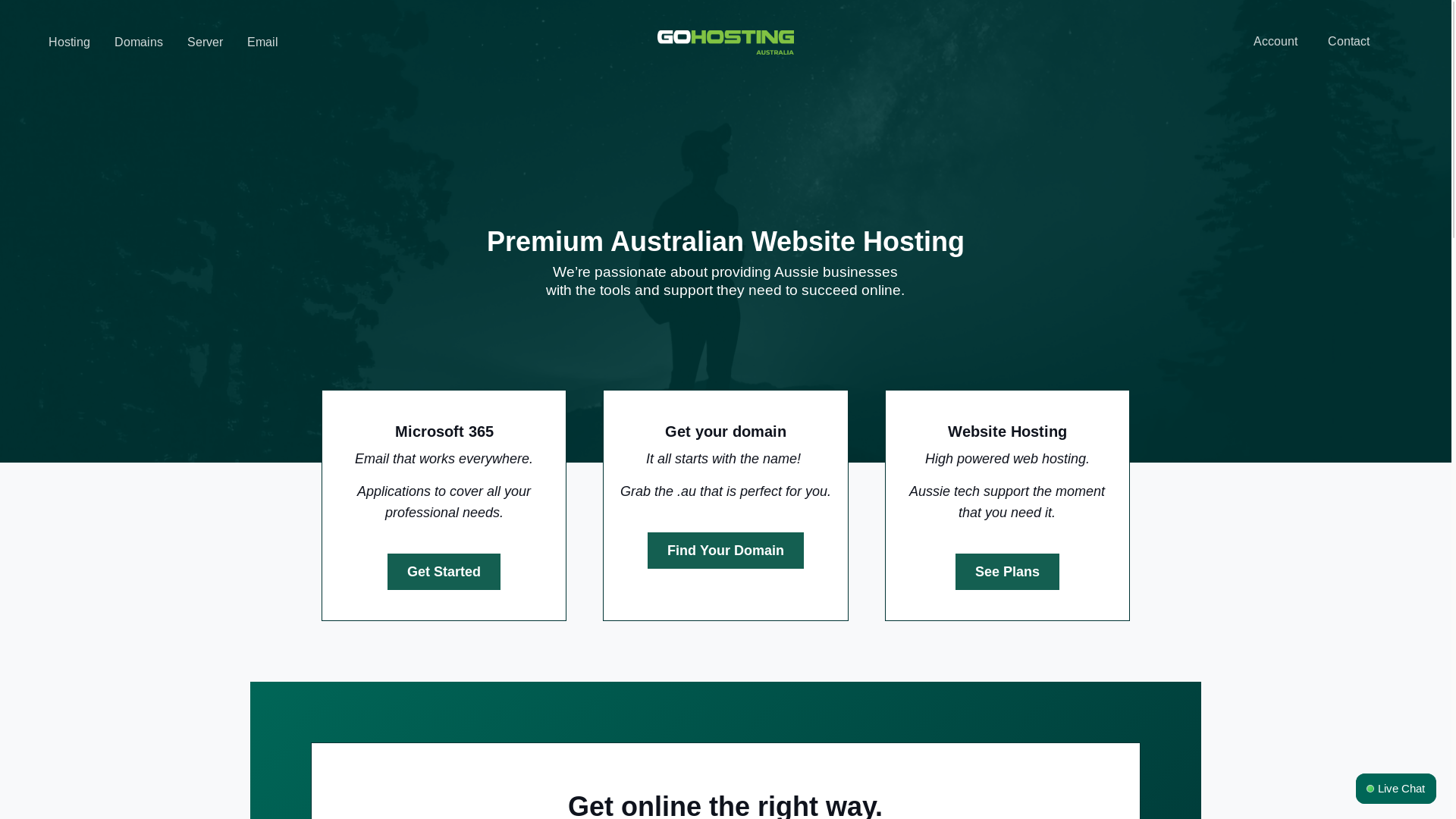 website screenshot of https://gohosting.com.au/