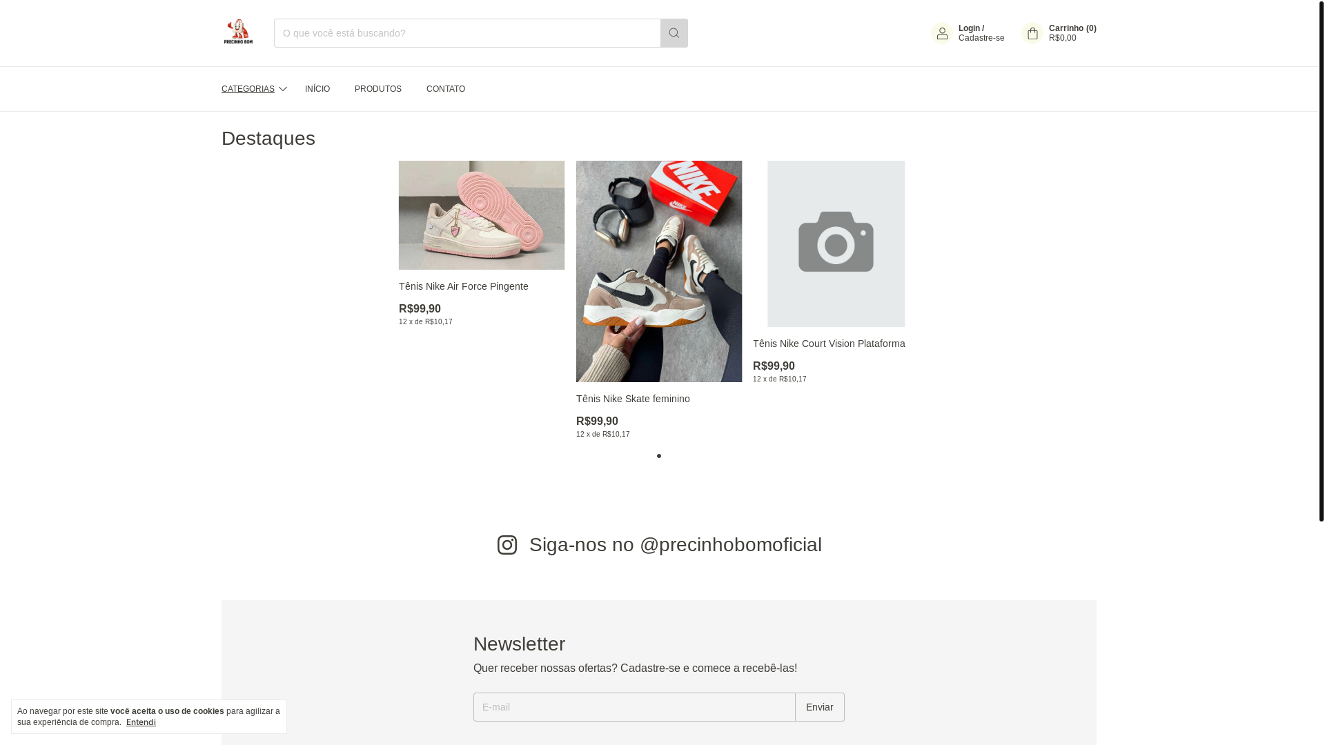 website screenshot of https://precinhobomoficial.com.br/