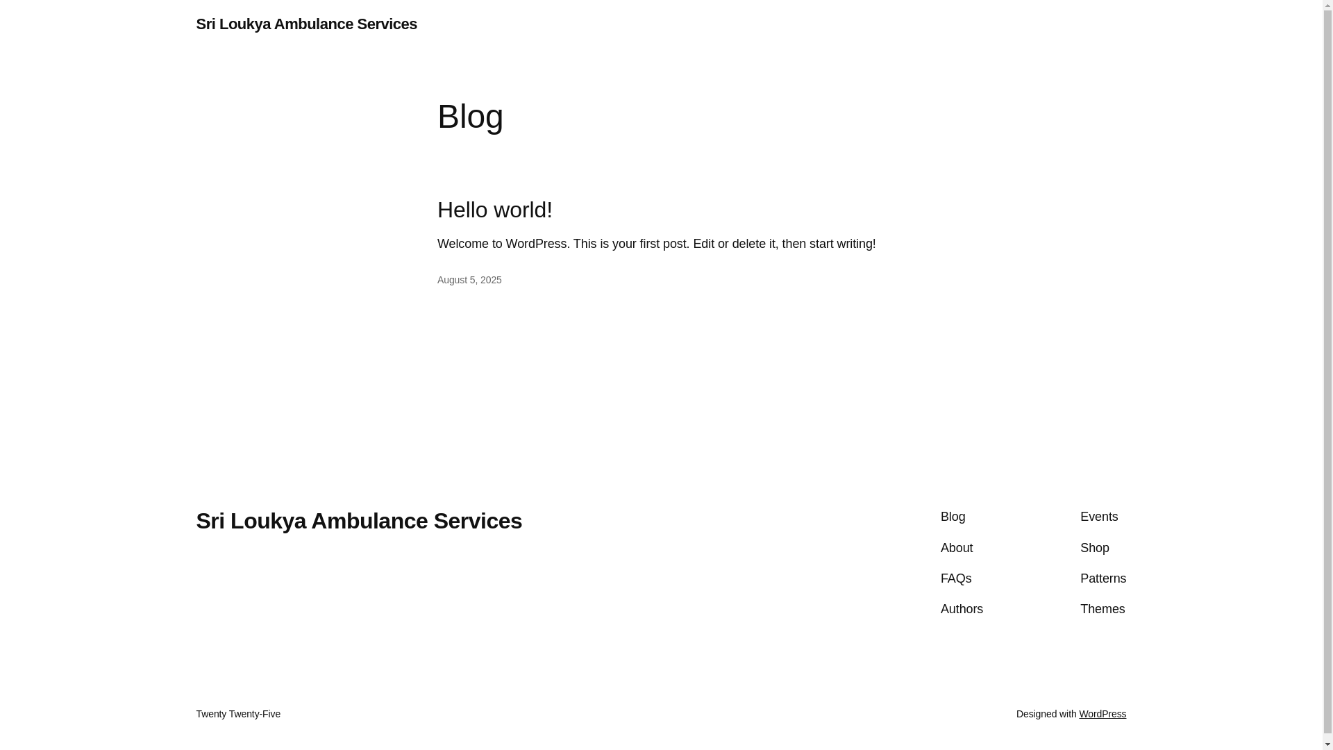 website screenshot of https://sriloukyaambulanceservices.com/