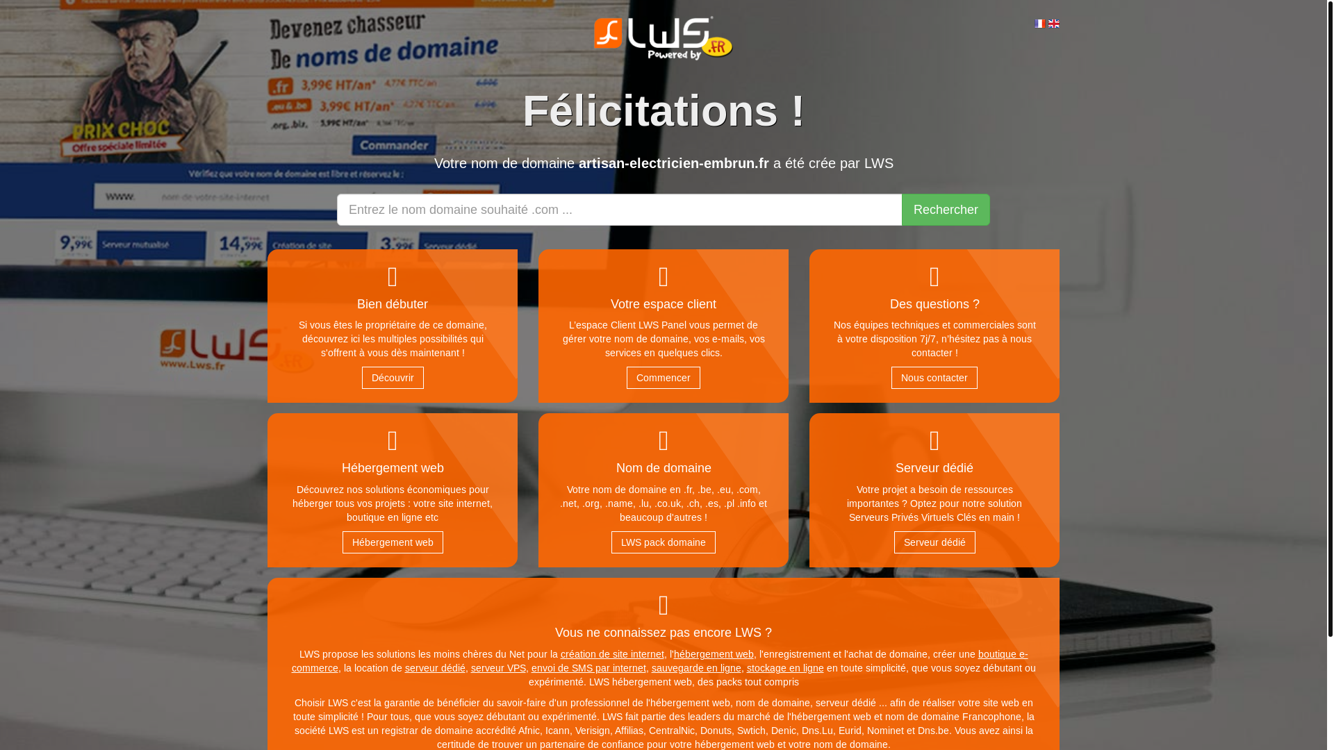 website screenshot of https://artisan-electricien-embrun.fr/