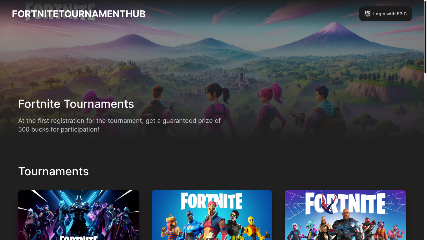 website screenshot of http://fortnitetournament.pro/tournament/registration
