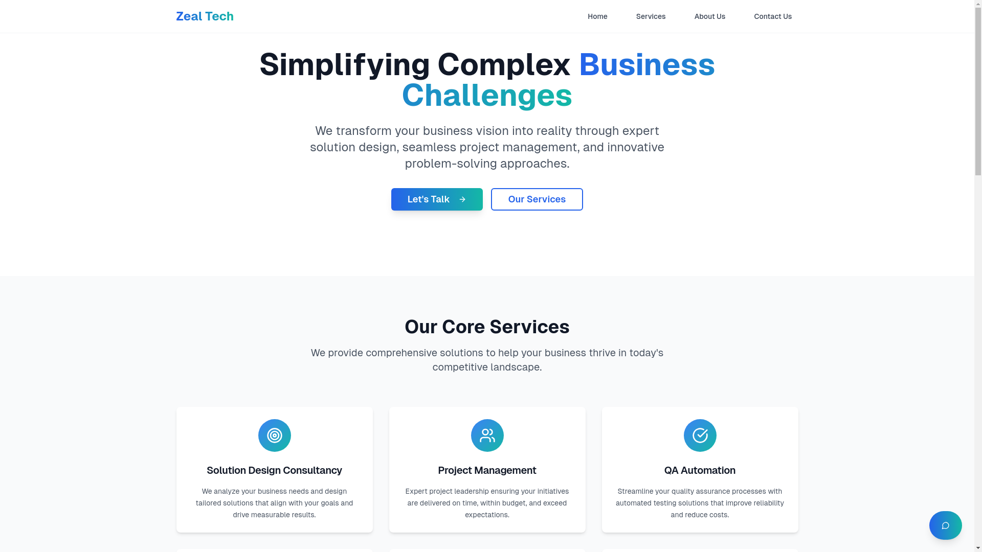 website screenshot of https://zeal-tech.in/