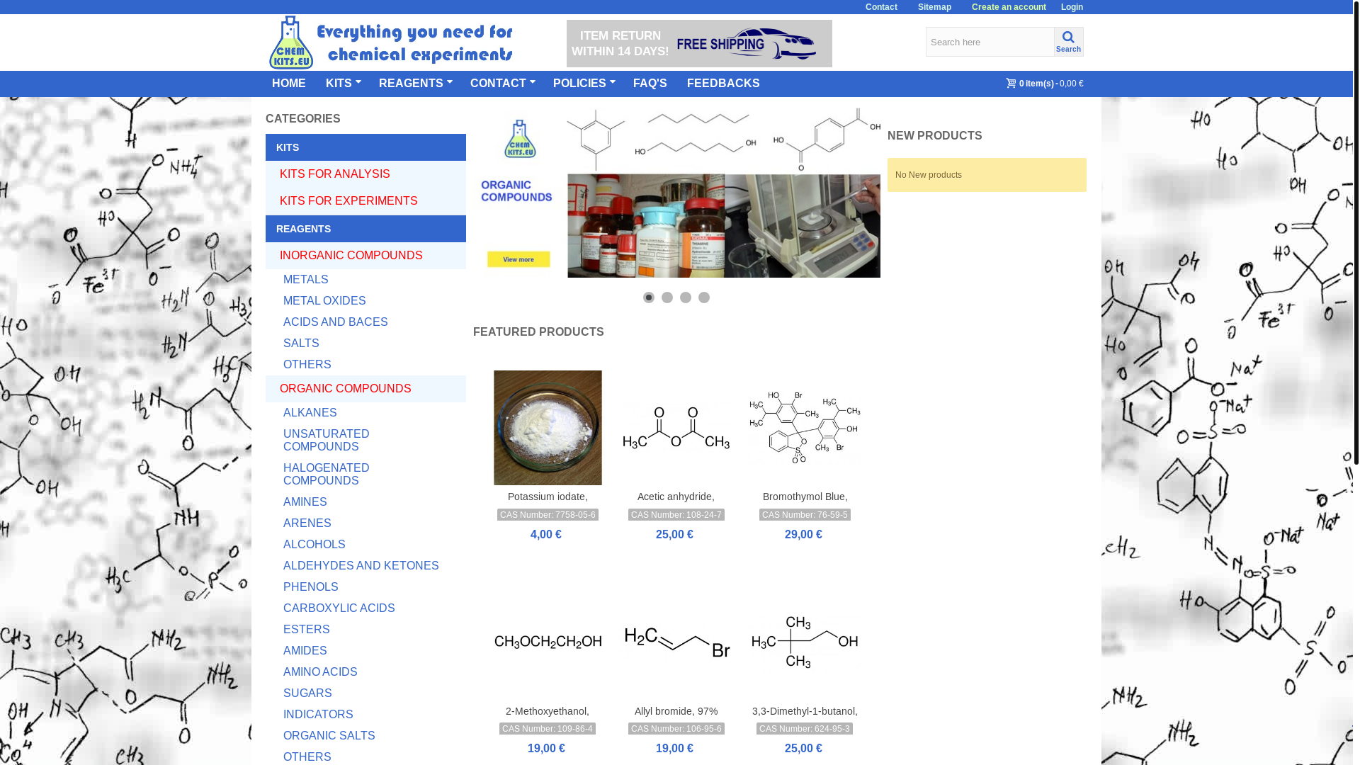 website screenshot of https://www.chemkits.eu/