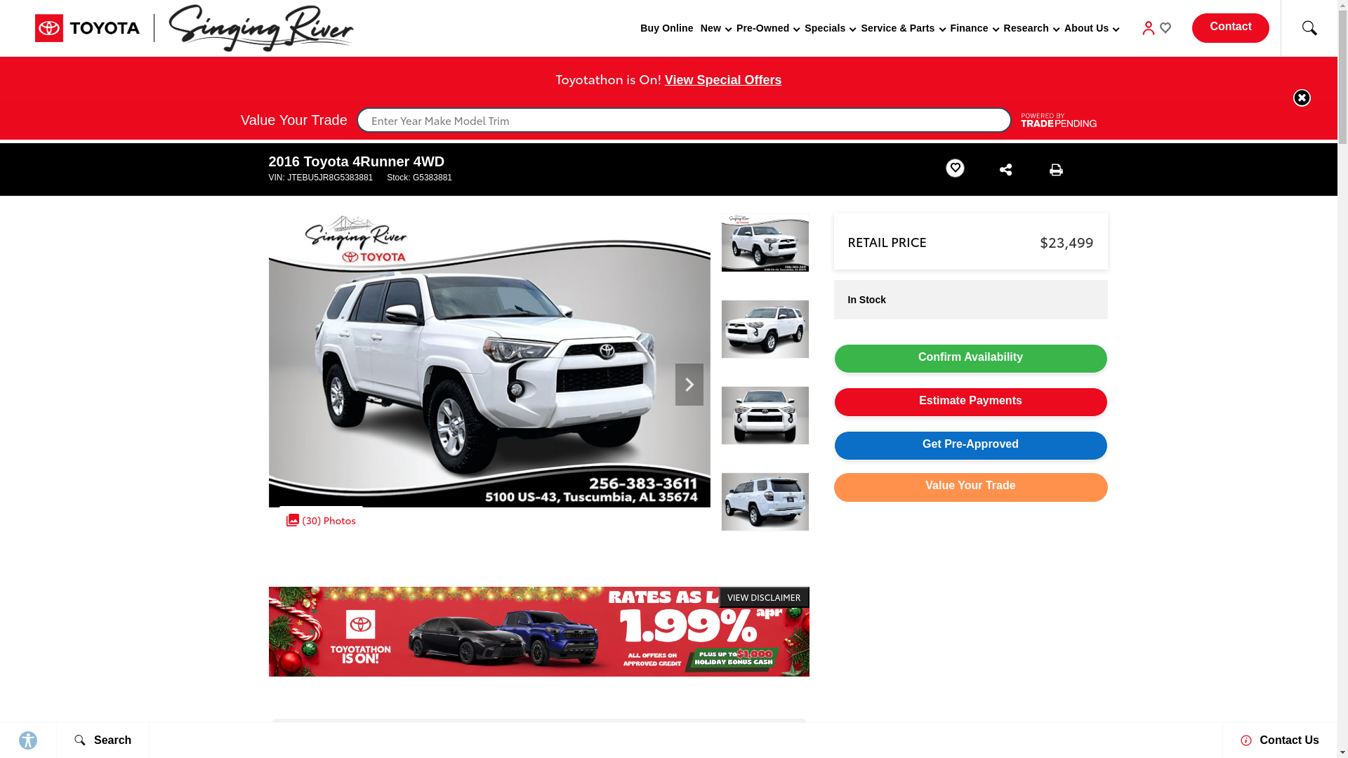 website screenshot of https://www.singingrivertoyota.com/inventory/JTEBU5JR8G5383881/