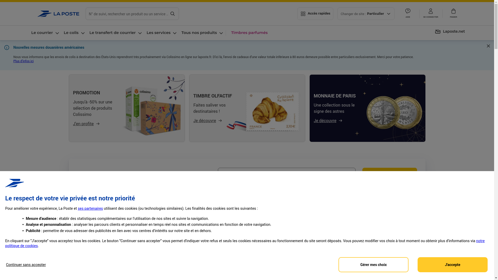 website screenshot of https://www.laposte.fr/