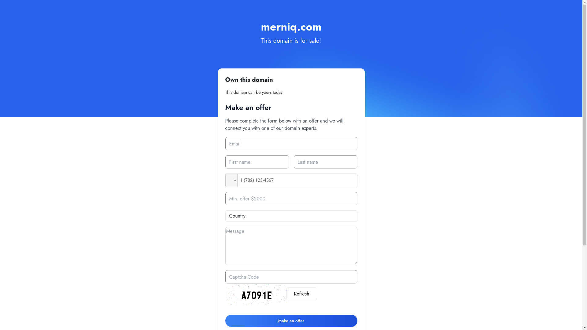website screenshot of https://merniq.com/