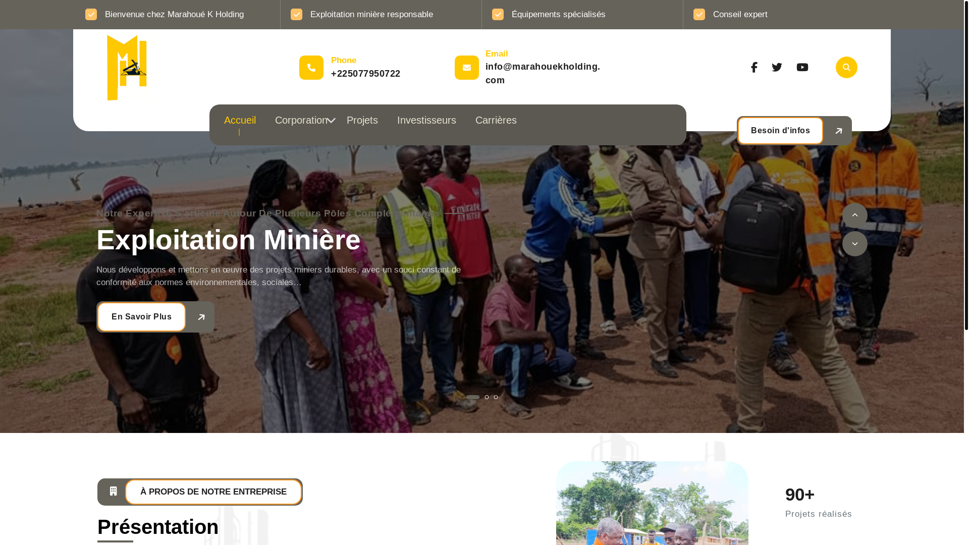 website screenshot of https://marahouekholding.com/