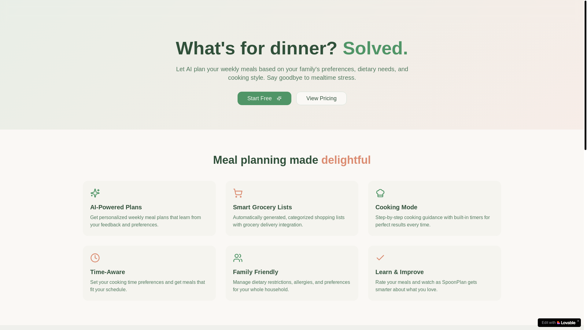 website screenshot of https://spoonplan.me/
