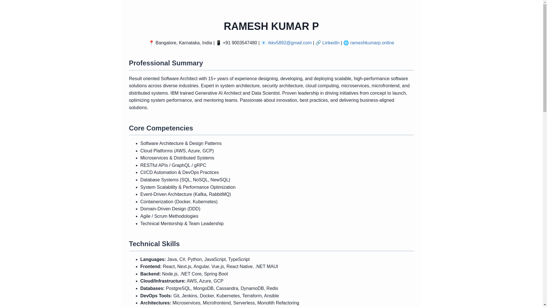 website screenshot of https://rameshkumarp.online/