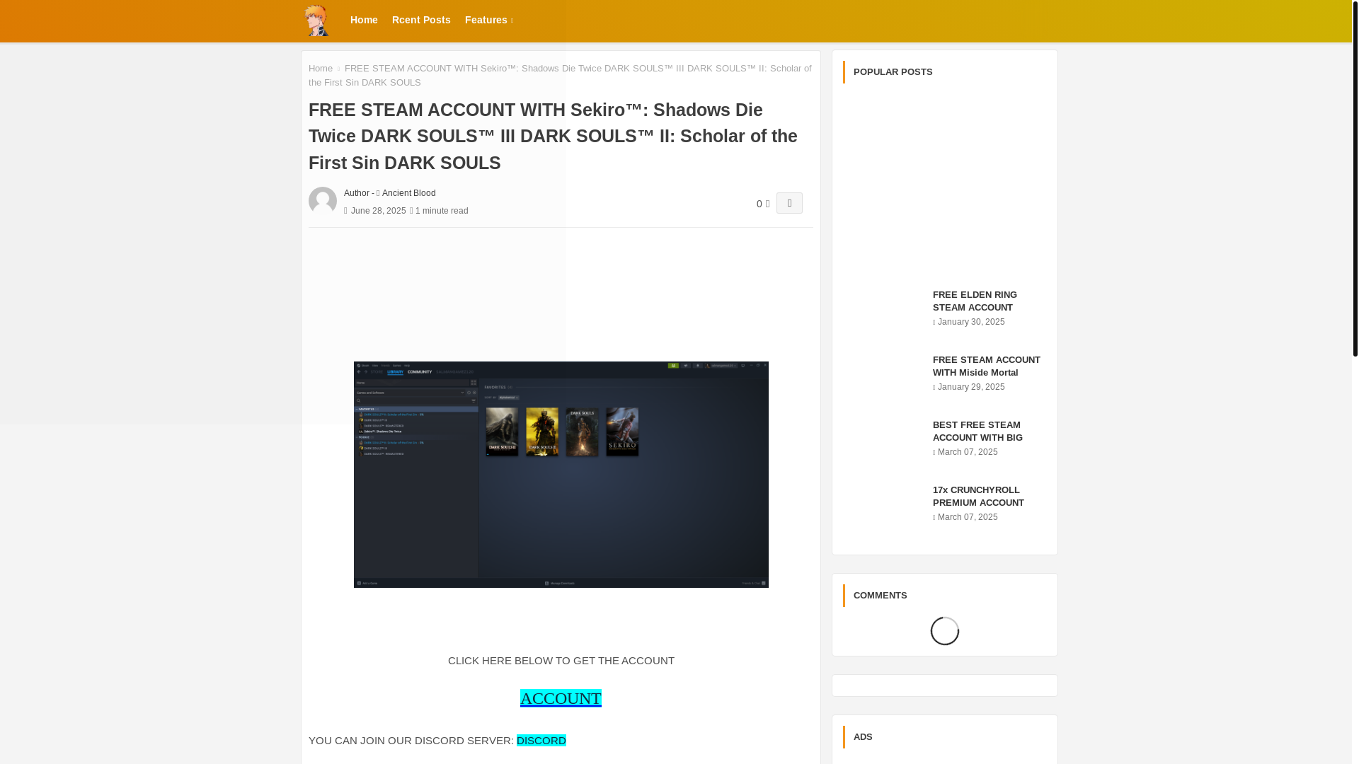 website screenshot of https://newancientblood.blogspot.com/2025/06/free-steam-account-with-sekiro-shadows.html