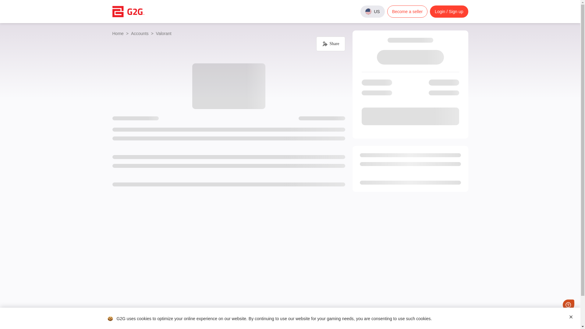 website screenshot of https://www.g2g.com/categories/valorant-account-for-sale/offer/G1738588773046MC