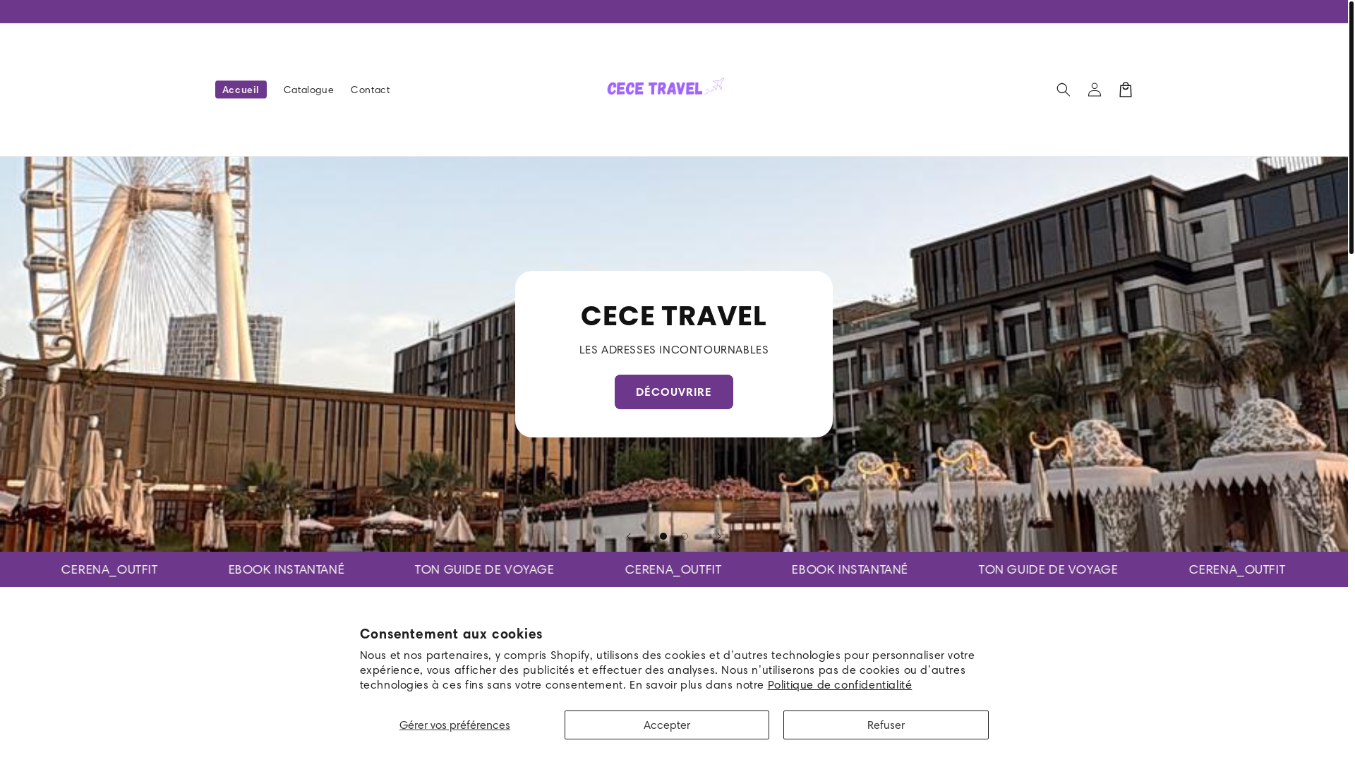 website screenshot of https://cece-travel.com/