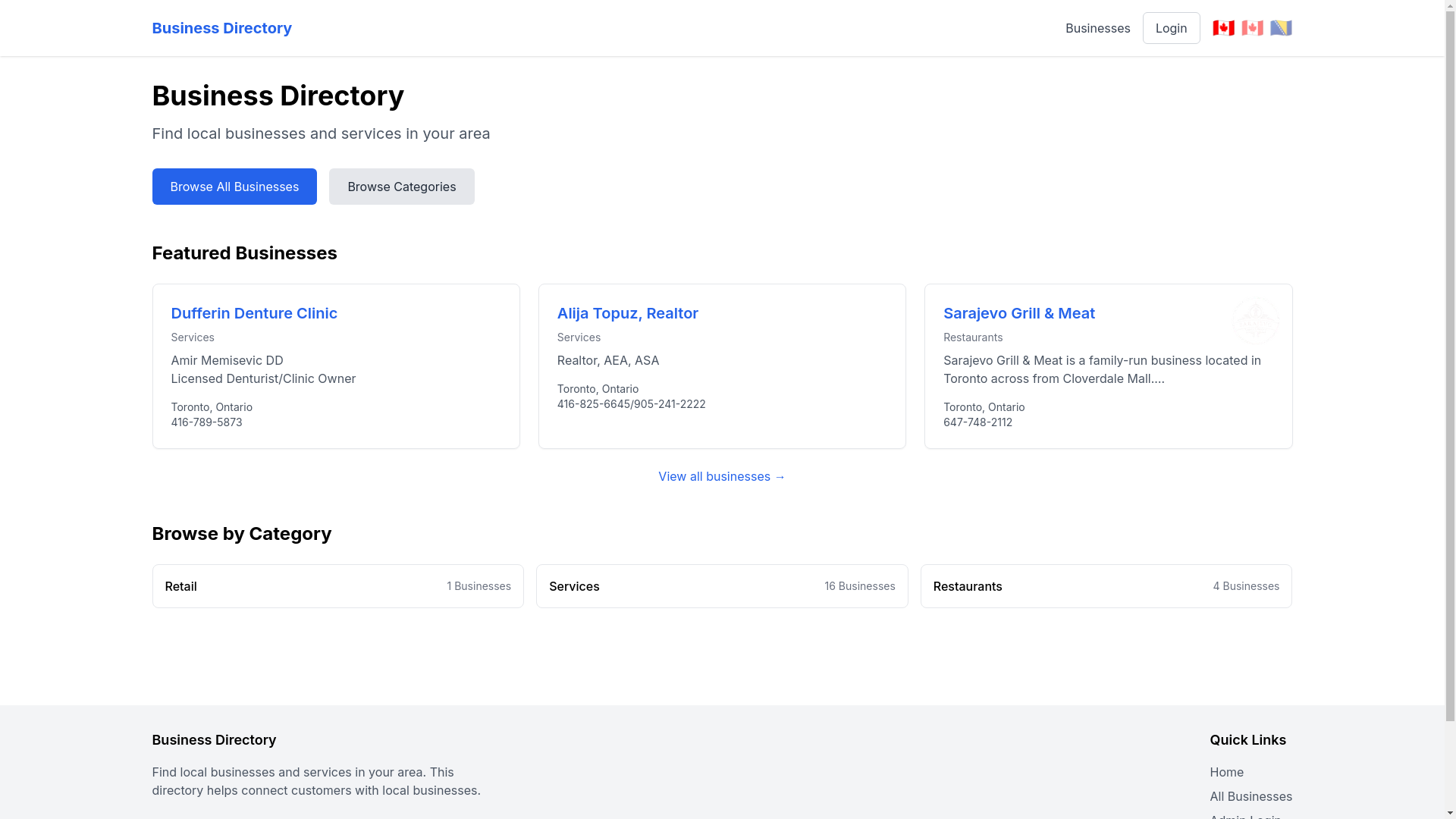 website screenshot of https://bosnian.business/