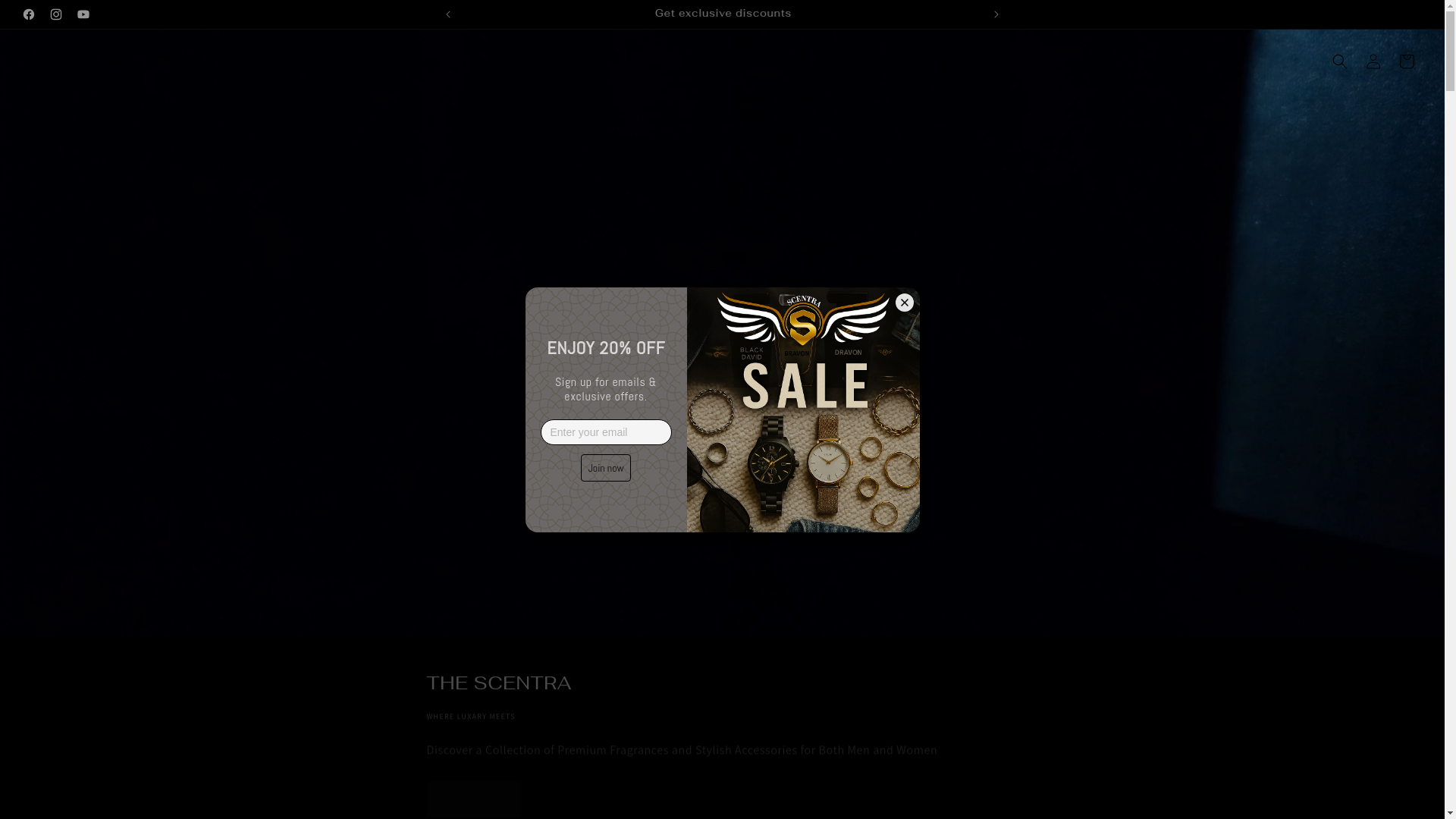 website screenshot of https://thescentraa.com/