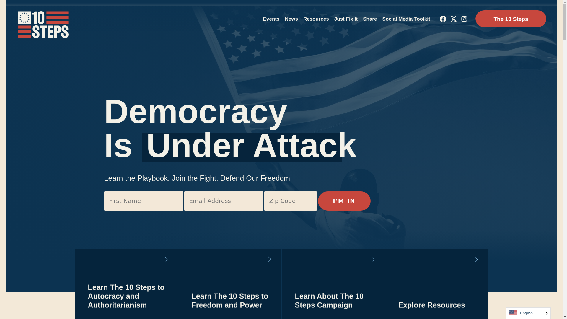 website screenshot of https://10stepscampaign.org/