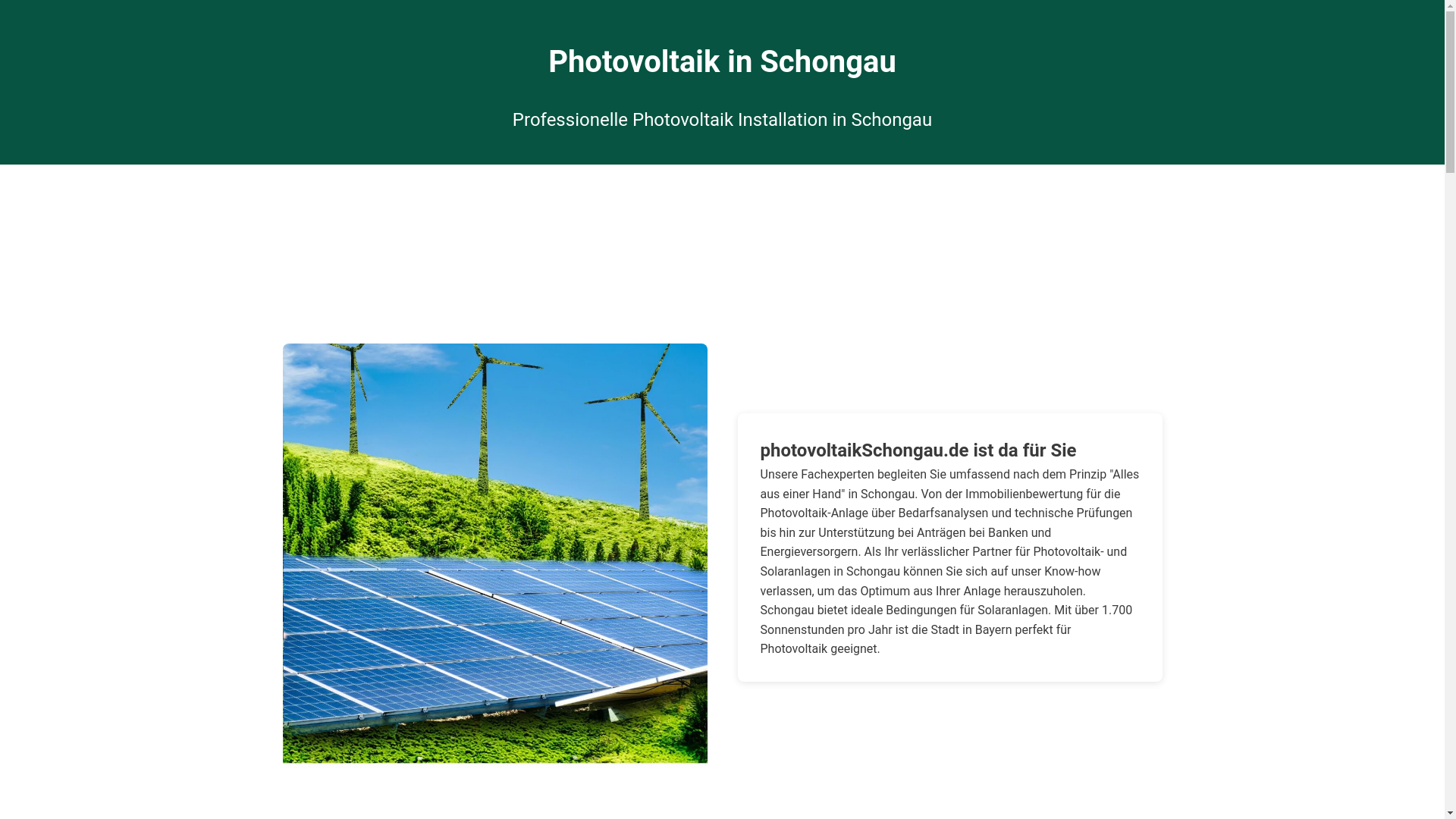 website screenshot of https://photovoltaikschongau.de/