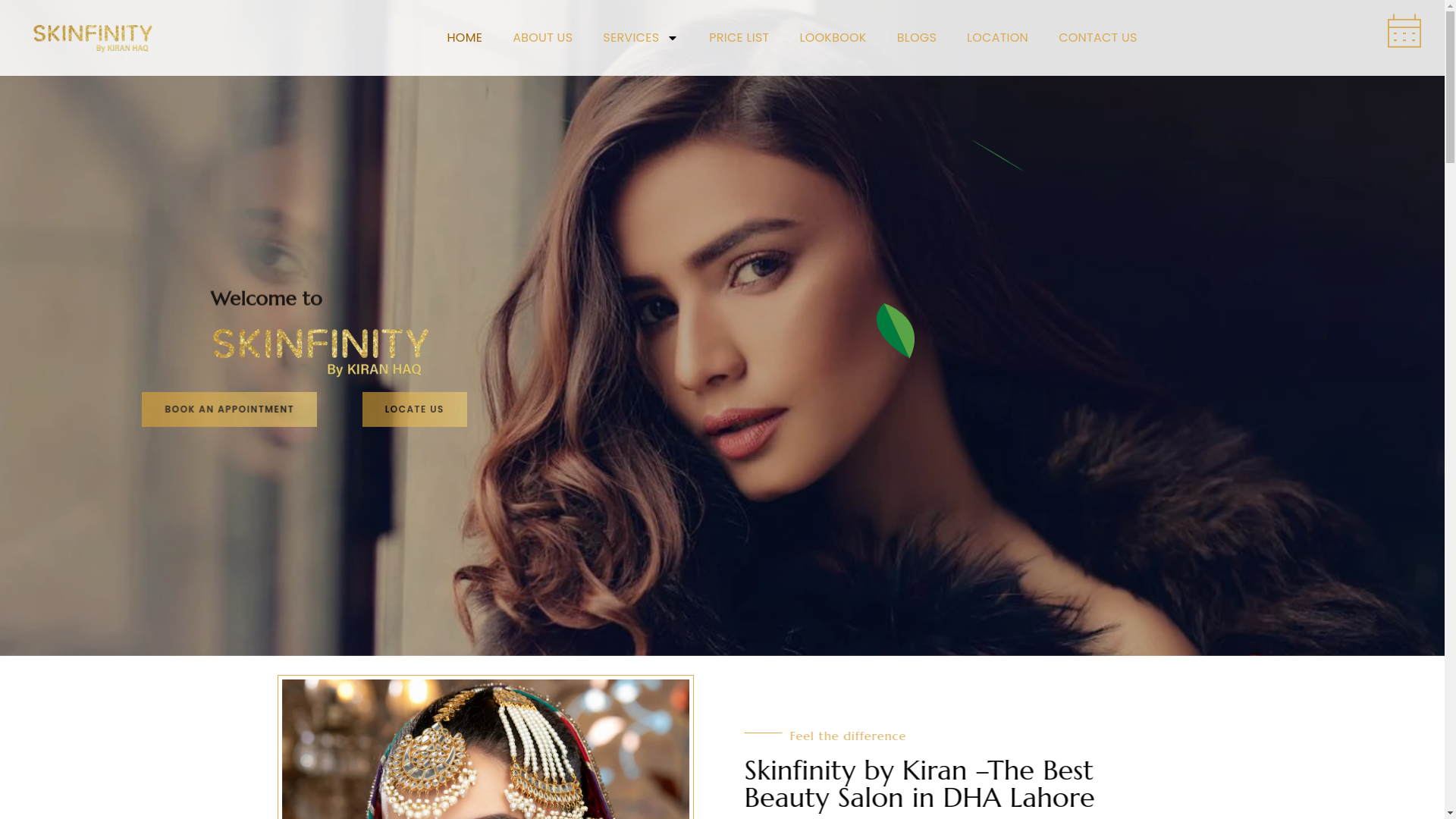 website screenshot of https://skinfinitybykiran.com/