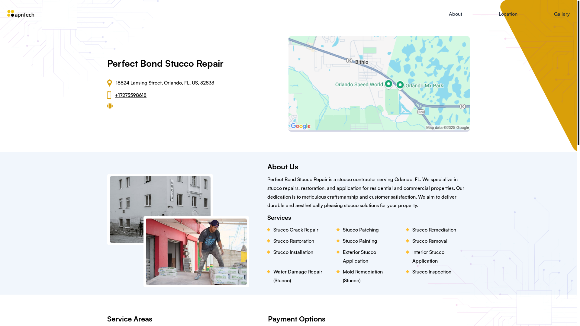 website screenshot of https://perfectbondstuccorepair.online/