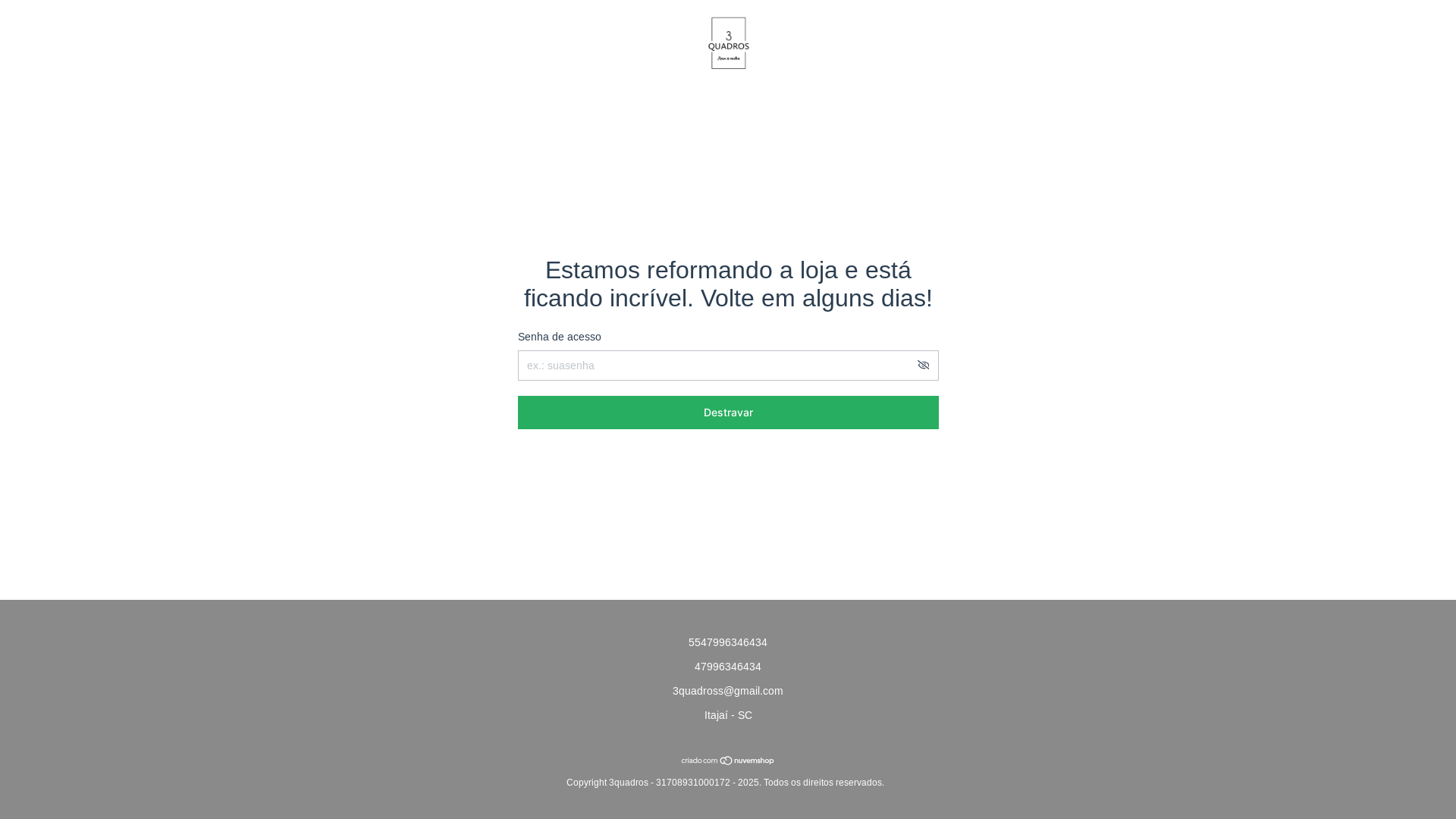 website screenshot of https://3quadros.com.br/