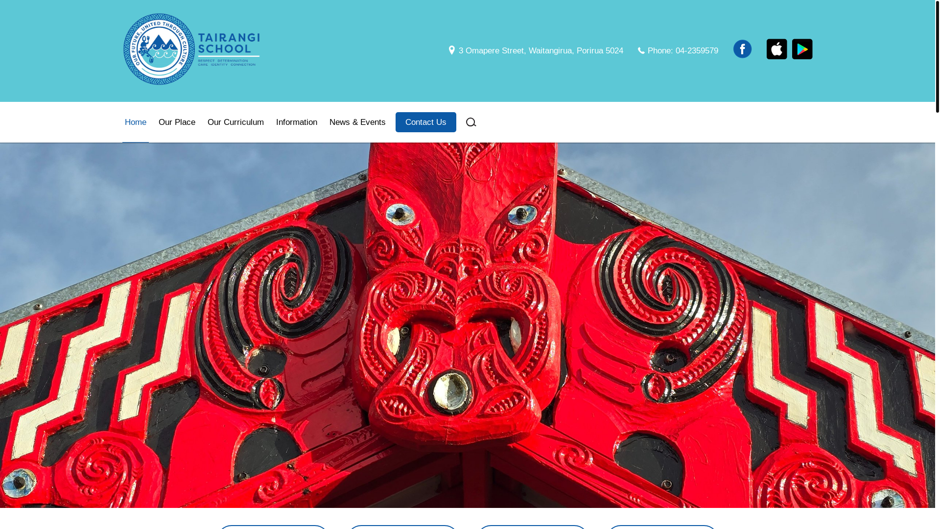 website screenshot of https://tairangi.school.nz