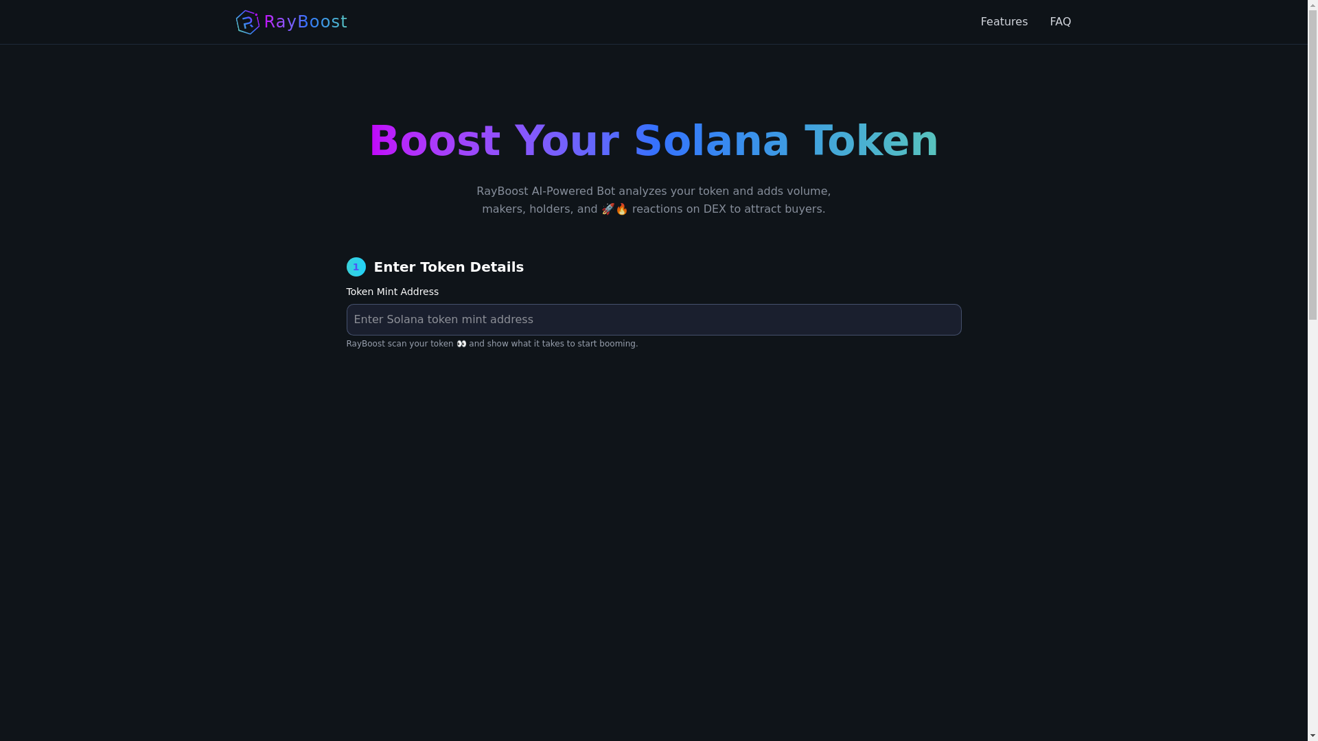 website screenshot of https://rayboost.fun/